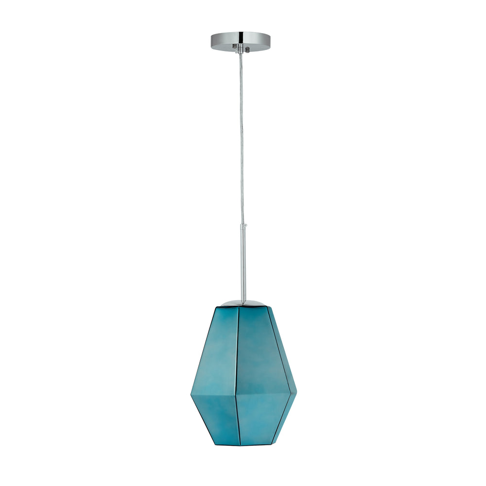 Smafan Taurus Jewel Tone Glass Pendant Light Collection features beautiful jewel tone glass shade that sparkles endlessly. Bring a touch of glamour to your space with this one-of-a-kind pendant. This one-light glass pendant light is a dramatic addition to any room, elevate your living area with the beautiful artistry of this pendant. 