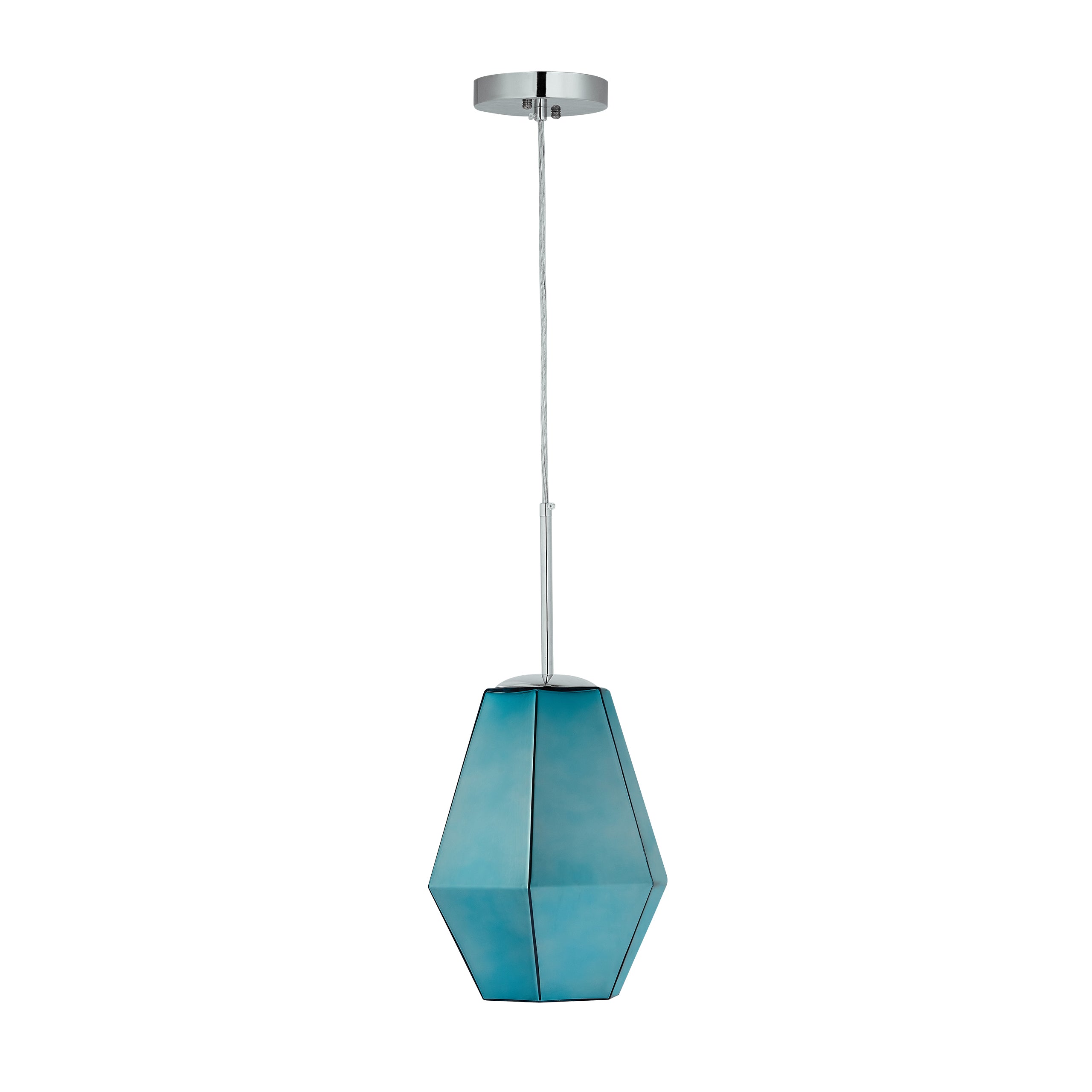 Smafan Taurus Jewel Tone Glass Pendant Light Collection features beautiful jewel tone glass shade that sparkles endlessly. Bring a touch of glamour to your space with this one-of-a-kind pendant. This one-light glass pendant light is a dramatic addition to any room, elevate your living area with the beautiful artistry of this pendant. 