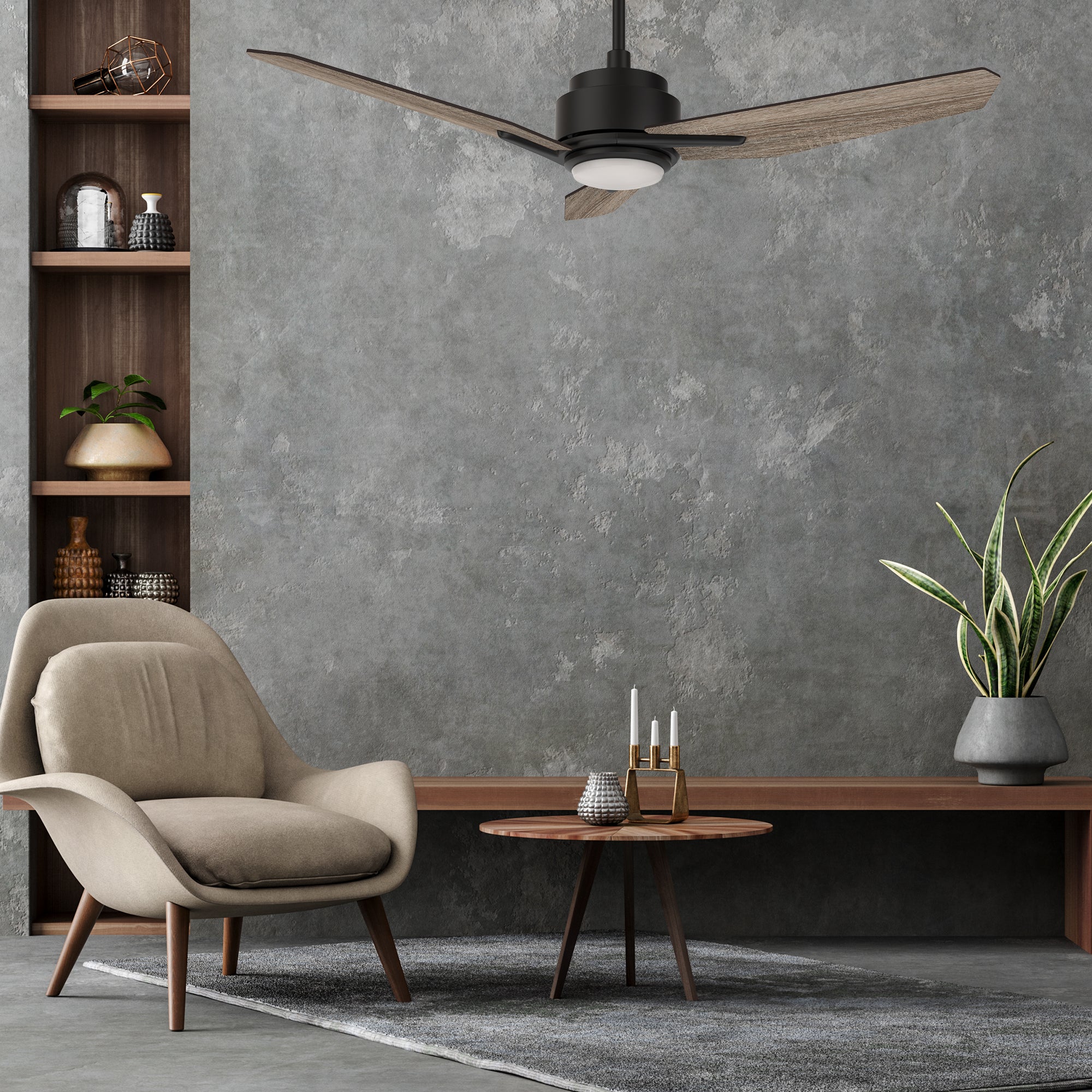 Smafan Tilbury 48&#39;&#39; smart ceiling fan fan features Remote control, Wi-Fi apps, Siri Shortcut and Voice control technology (compatible with Amazon Alexa and Google Home Assistant ) to set fan preferences.