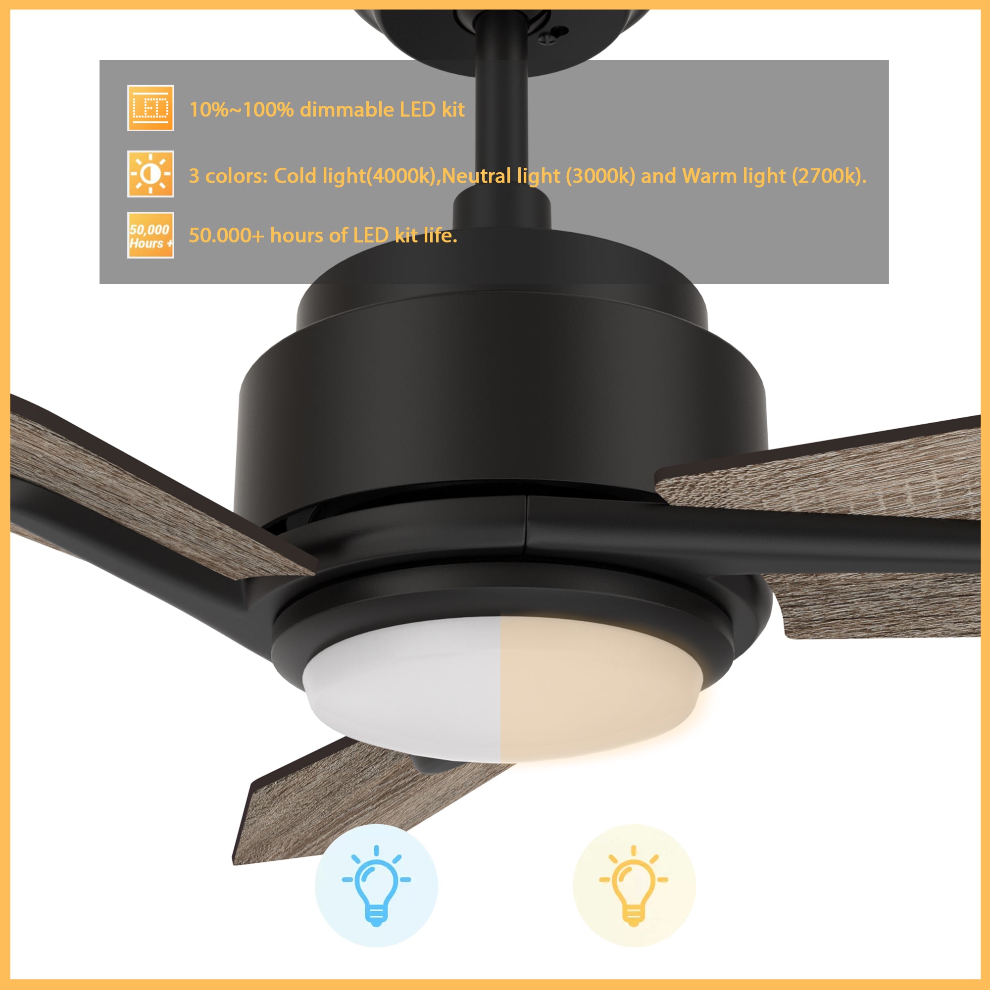 This Smafan Tilbury 52'' smart ceiling fan features Remote control, Wi-Fi apps, Siri Shortcut and Voice control technology (compatible with Amazon Alexa and Google Home Assistant ) to set fan preferences.#color_light-wood