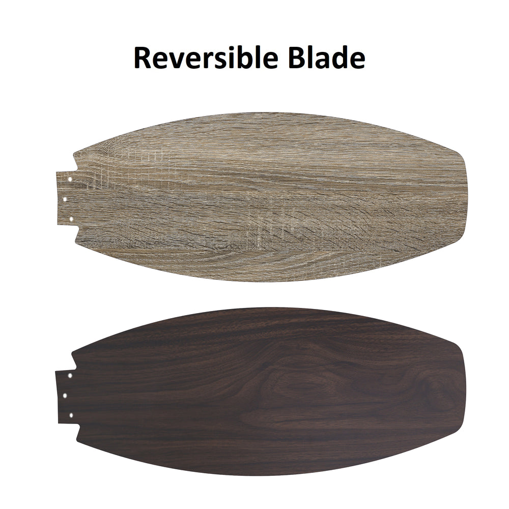 The Smafan Trendsetter Smart Ceiling Fan with 3 blades and a 60-inch blade sweep with a flush mounted motor case and tropical inspired blades. The wide paddle shaped fan blades are elegant Plywood blades. The motor case is a Black finish and one of our few flush mounted DC motor fans 