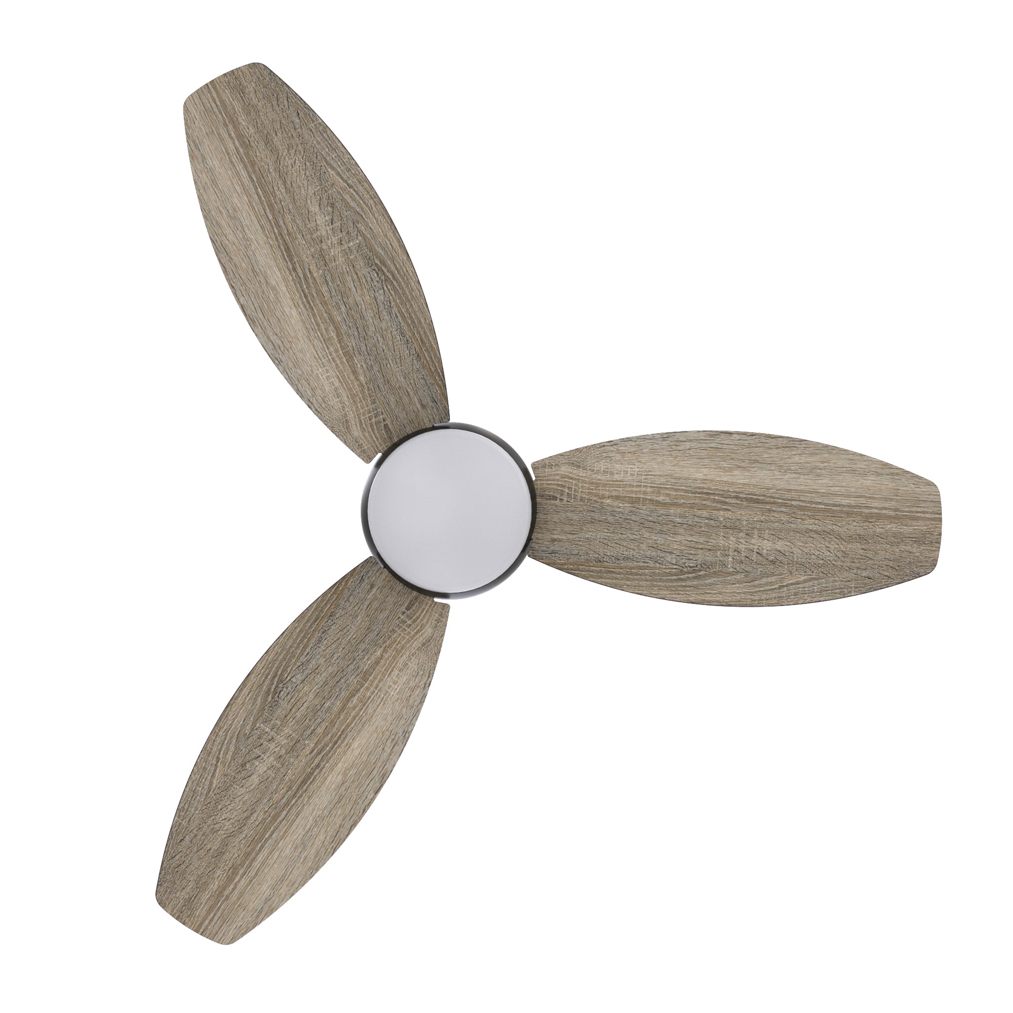 The Smafan Trendsetter Smart Ceiling Fan with 3 blades and a 60-inch blade sweep with a flush mounted motor case and tropical inspired blades. The wide paddle shaped fan blades are elegant Plywood blades. The motor case is a Black finish and one of our few flush mounted DC motor fans #color_wood