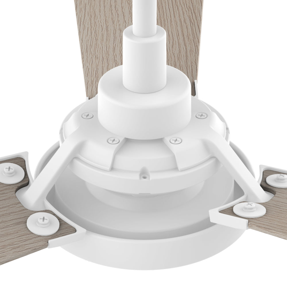 This smart ceiling fan is a simplicity designing with White finish, use elegant Plywood blades, Glass shade and has an integrated 4000K LED daylight. The fan features Remote control, Wi-Fi apps, Siri Shortcut and Voice control technology (compatible with Amazon Alexa and Google Home Assistant ) to set fan preferences.