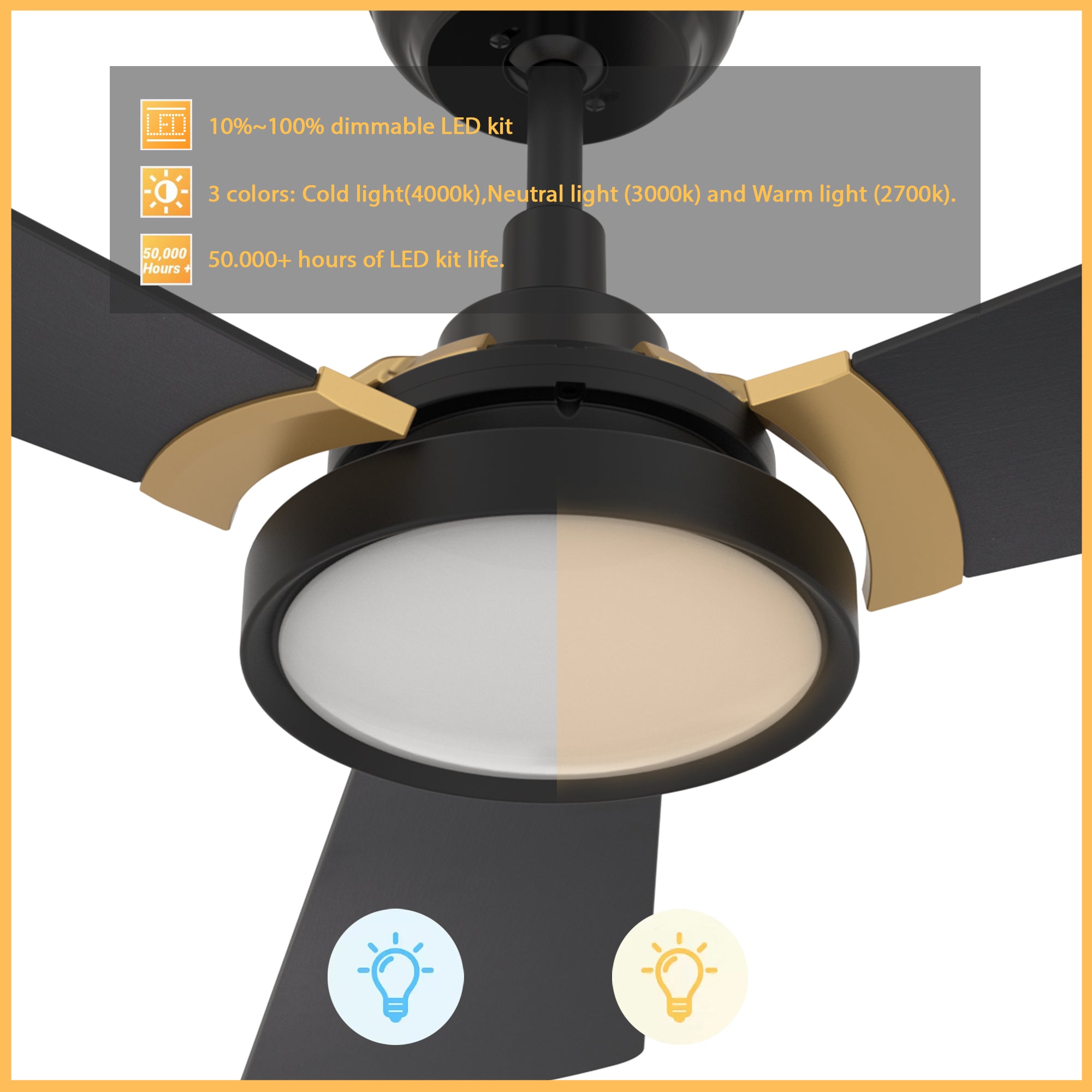 This smart ceiling fan is a simplicity designing with White finish, use elegant Plywood blades, Glass shade and has an integrated 4000K LED daylight. The fan features Remote control, Wi-Fi apps, Siri Shortcut and Voice control technology (compatible with Amazon Alexa and Google Home Assistant ) to set fan preferences.#color_black