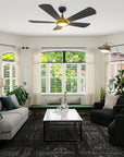 This Smafan Wilkes 56'' smart ceiling fan keeps your space cool, bright, and stylish. It is a soft modern masterpiece perfect for your large indoor living spaces. This Wifi smart ceiling fan is a simplicity designing with Black finish, use elegant Plywood blades, Glass shade and has an integrated 4000K LED daylight. The fan features Remote control, Wi-Fi apps, Siri Shortcut and Voice control technology (compatible with Amazon Alexa and Google Home Assistant ) to set fan preferences.