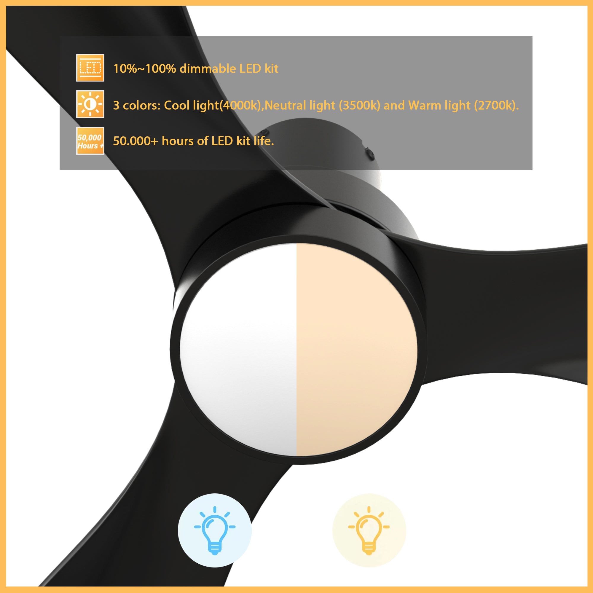 This Xander 52&quot; ceiling fan keeps your space cool, bright, and stylish. It is a soft modern masterpiece perfect for your large indoor living spaces. This ceiling fan is a simplicity designing with White finish, use very strong ABS blades and has an integrated 4000K LED cool light. The fan features Remote control to set fan preferences. 
