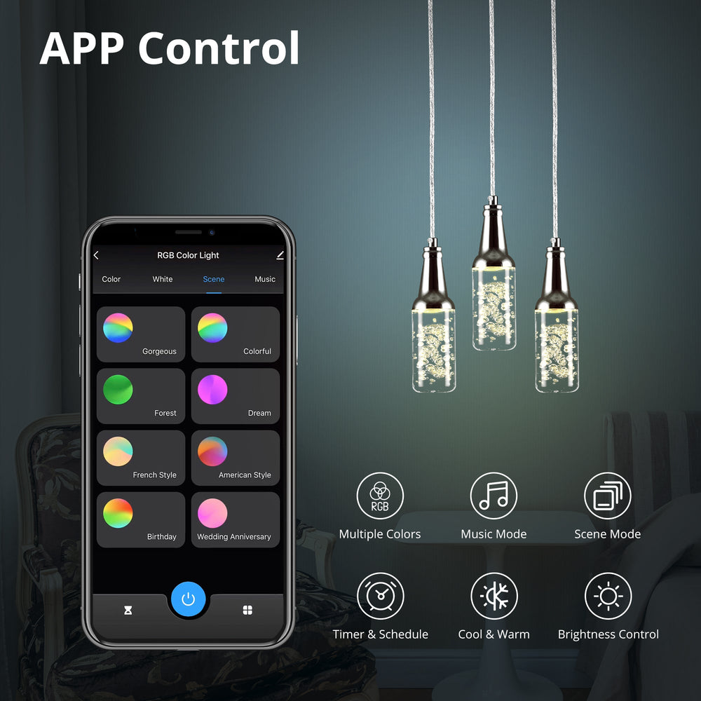 Leave the boring lighting in the past and set the tone for any occasion using the Carro Home Paton 3-Pendant Light. Designed with RGB LED, Smart technology, and modern control options, the Paton is a fun way to add style and brightness to any space in your home. Created with a trendy 3-Pendant configuration in transparent and silver, the Paton is great for open indoor areas, such as living rooms, dining rooms, and modern home offices. 