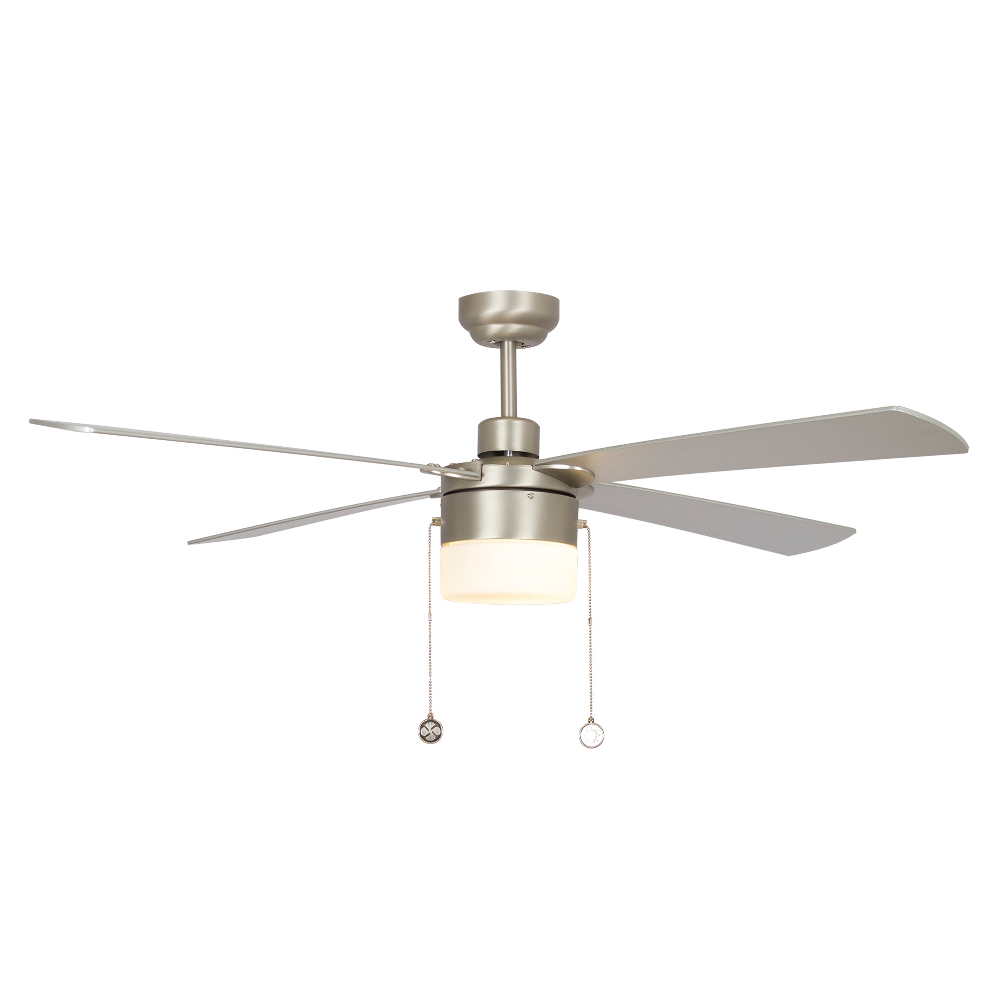 This Smafan Alrich 52''Ceiling Fan keeps your space cool, bright, and stylish. It is a soft modern masterpiece perfect for your large indoor living spaces. This Model ceiling fan is a simplicity designing with Black finish, use Medium Density Fiberboard  blades and compatible with LED bulb and pull chain. The fan feature  pull chain switch to set fan speed and light bulb preferences #color_silver
