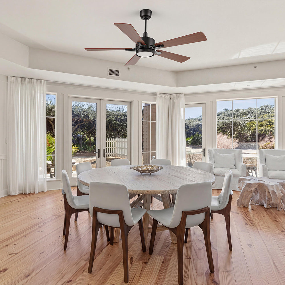 The Smafan Apex 52 inch smart ceiling fan keeps your space cool, bright, and stylish. It is a soft modern masterpiece perfect for your large indoor living spaces. This Wifi smart ceiling fan is a simplicity designing with Black finish, use elegant Plywood blades and has an integrated 4000K LED daylight. 