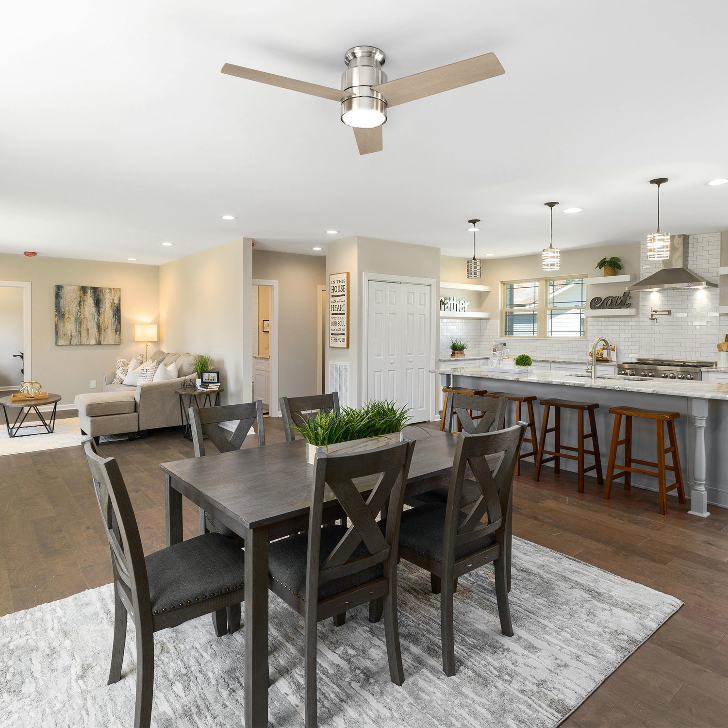 Smafan Ranger Smart Ceiling Fan blends elegantly into its surroundings while providing a cooling effect and strong airflow that large indoor living spaces need. Ranger’s energy-efficient LED light kit has 3000 lumens and lasts over 50000+ hours and its warm soft white light creates an inviting space. Ranger’s energy-efficient and completely silent motor provides a comfortable environment for any indoor spaces. 