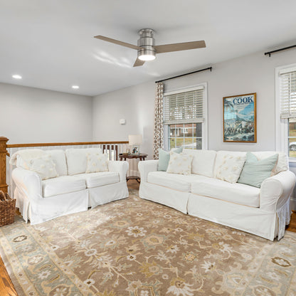 Smafan Ranger Smart Ceiling Fan blends elegantly into its surroundings while providing a cooling effect and strong airflow that large indoor living spaces need. Ranger’s energy-efficient LED light kit has 3000 lumens and lasts over 50000+ hours and its warm soft white light creates an inviting space. Ranger’s energy-efficient and completely silent motor provides a comfortable environment for any indoor spaces. 