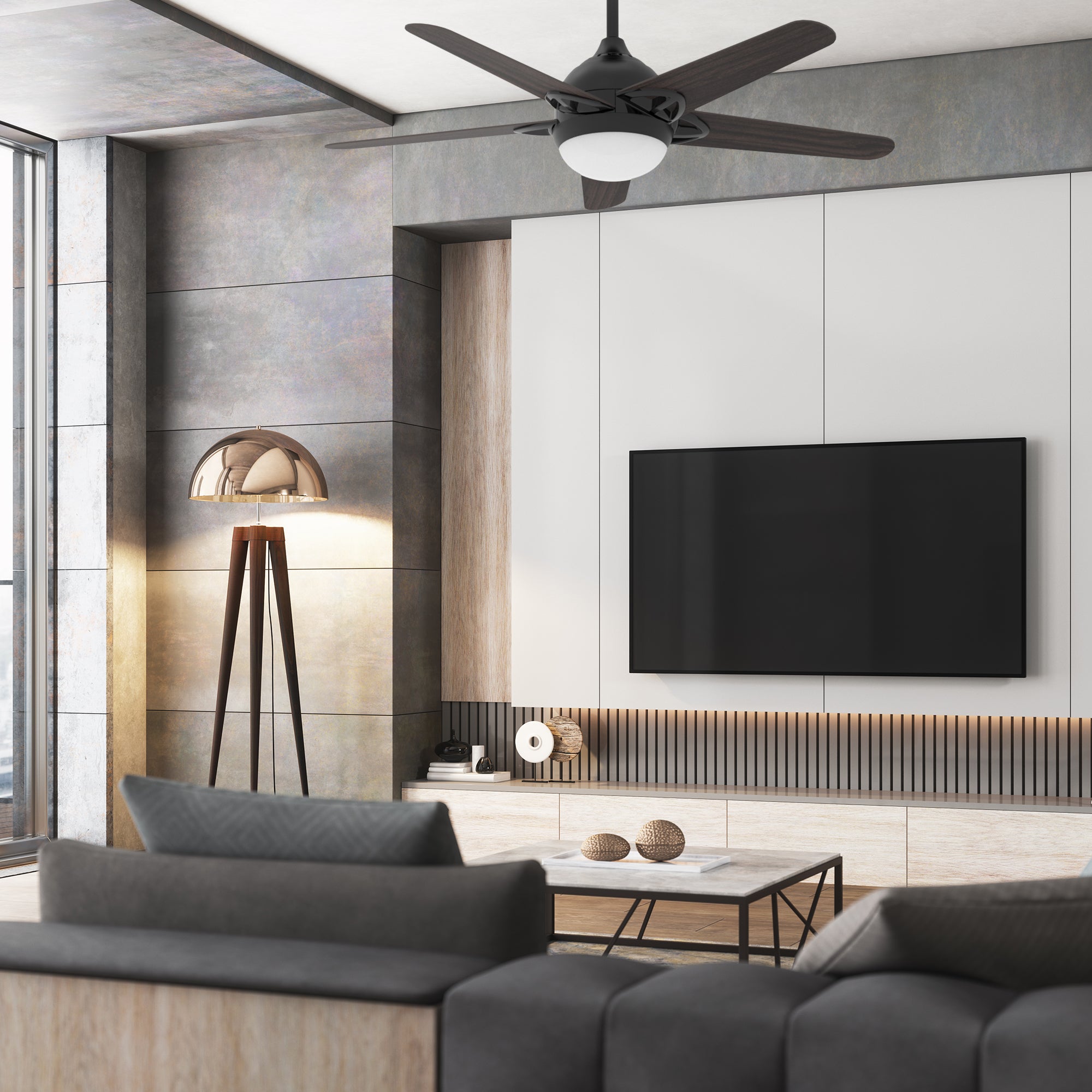 The Smafan Sonnen 52'' smart ceiling fan keeps your space cool, bright, and stylish. It is a soft modern masterpiece perfect for your large indoor living spaces. This Wifi smart ceiling fan is a simplicity designing with Black finish, use elegant Plywood blades and has an integrated 4000K LED daylight. 