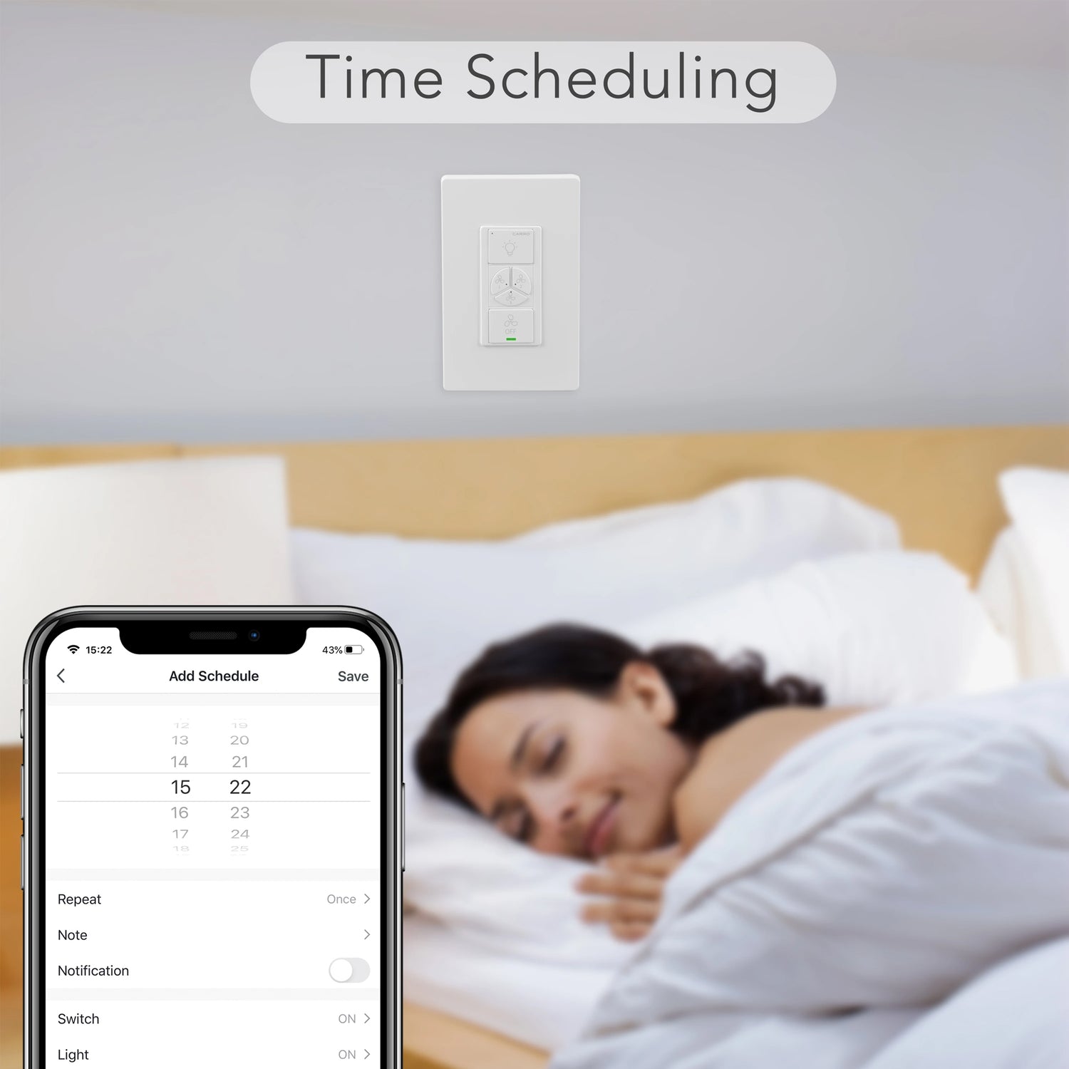 Carro Home Smart Wall Switch Controller For Ceiling Fans (1 Gang)