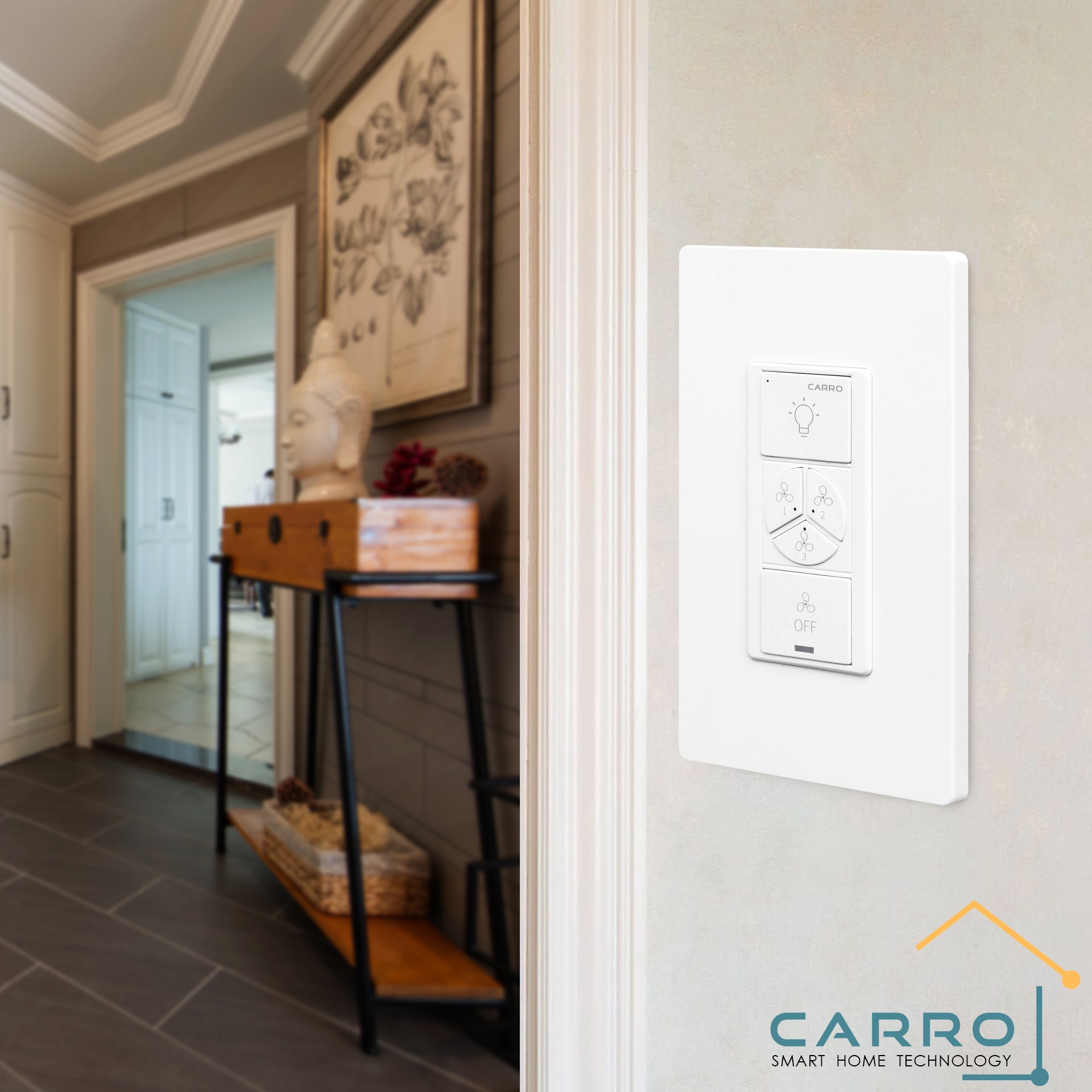 Carro Home Smart Wall Switch Controller for Ceiling Fans (2 Gang)