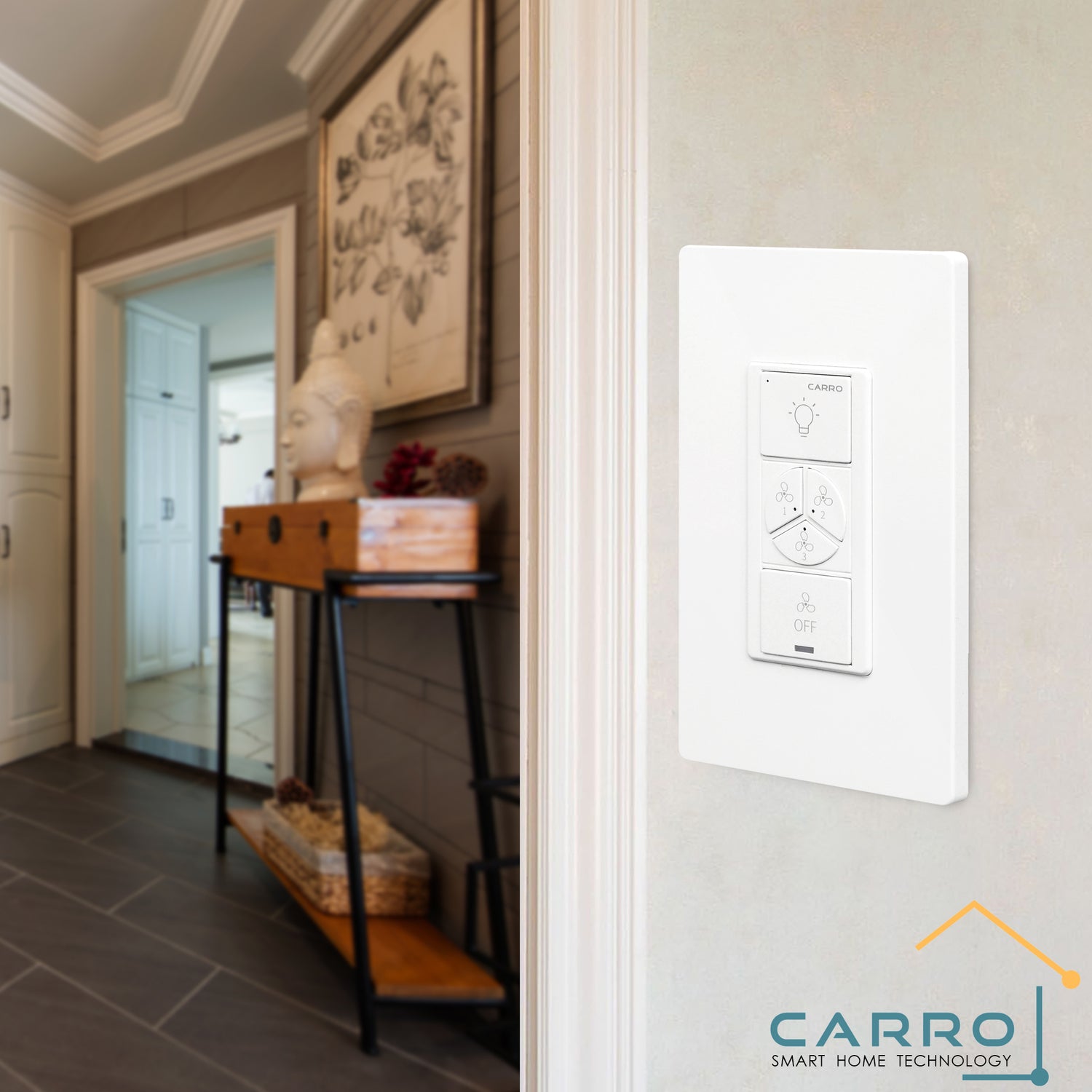 Carro Home Smart Wall Switch Controller For Ceiling Fans (3 Gang)