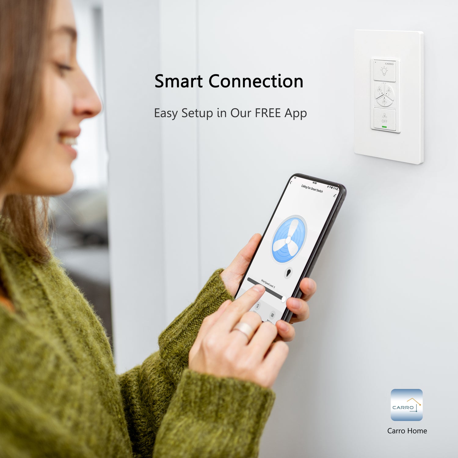 Carro Home Smart Switch for ceiling fans_1 Gang