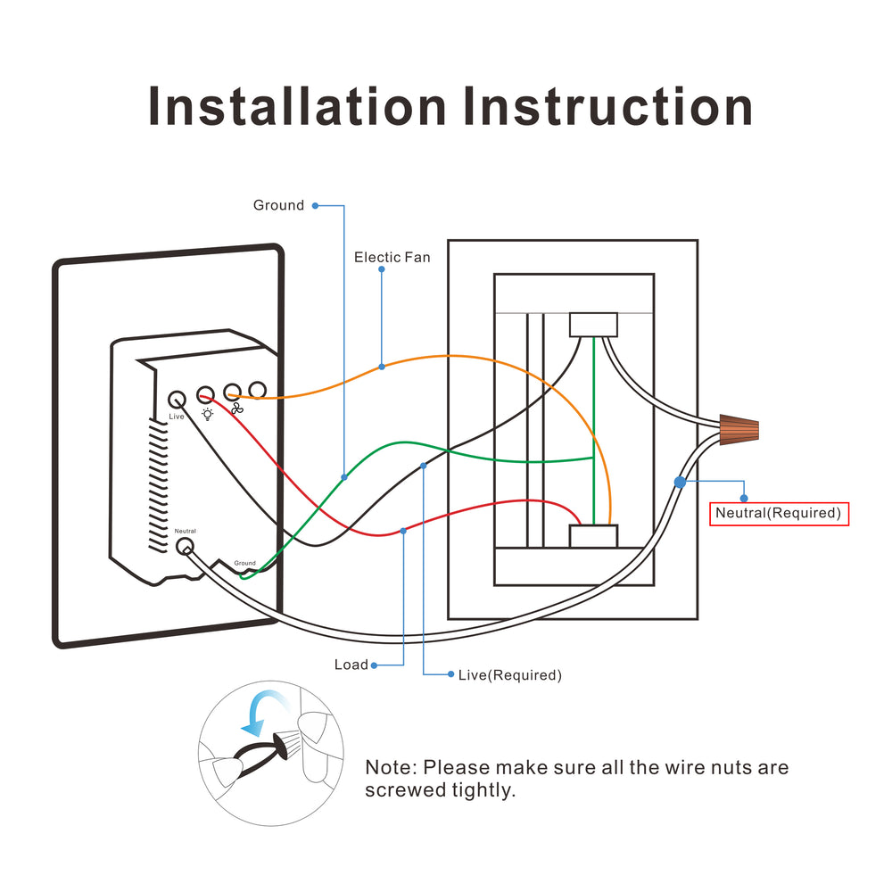 Carro Home Smart Wall Switch Controller For Ceiling Fans (1 Gang)