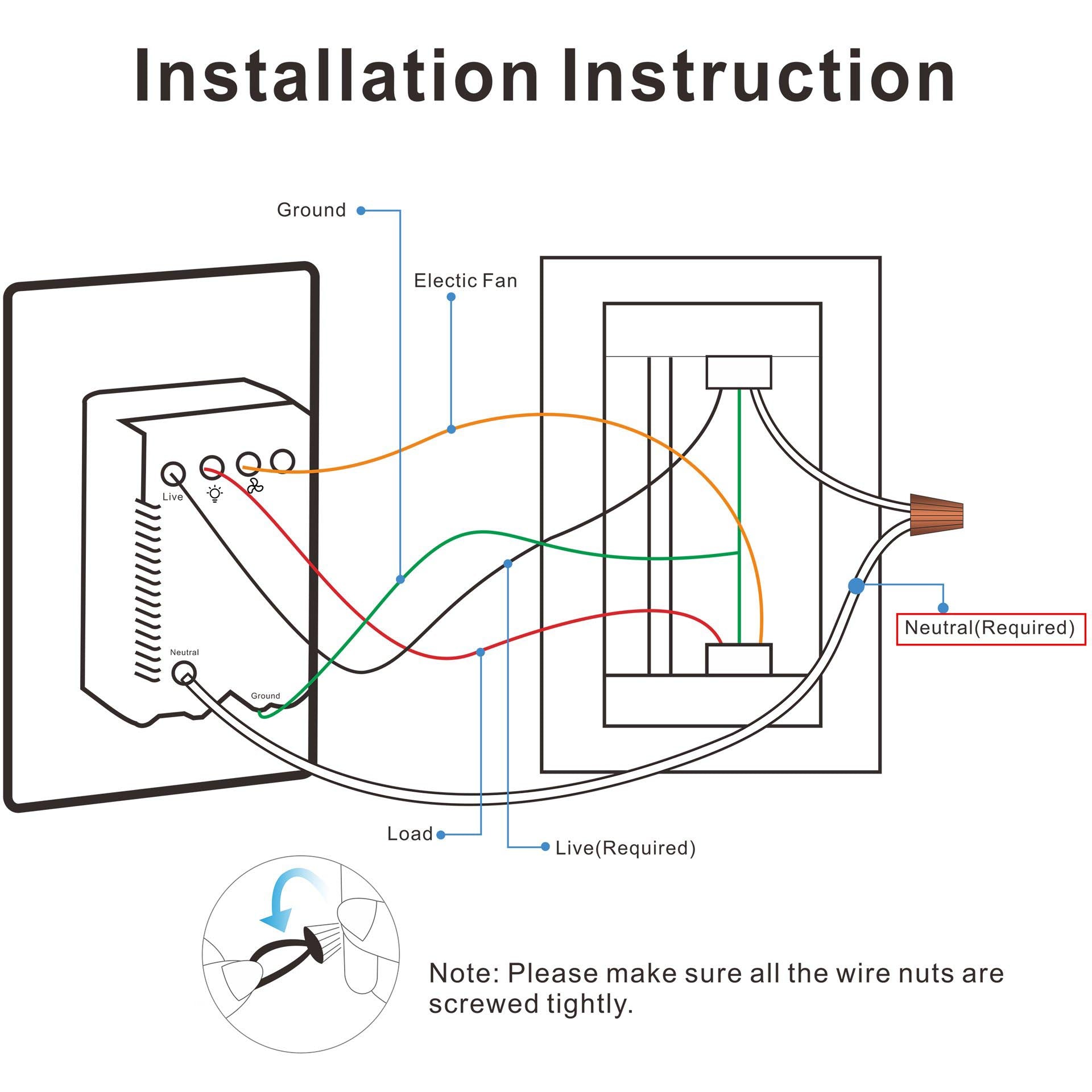 Carro Home Smart Wall Switch Controller for Ceiling Fans (2 Gang)