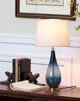 Tulip Ombre Droplet Glass Table Lamp 28" - Deep Green Ombre/White (Set of 2)