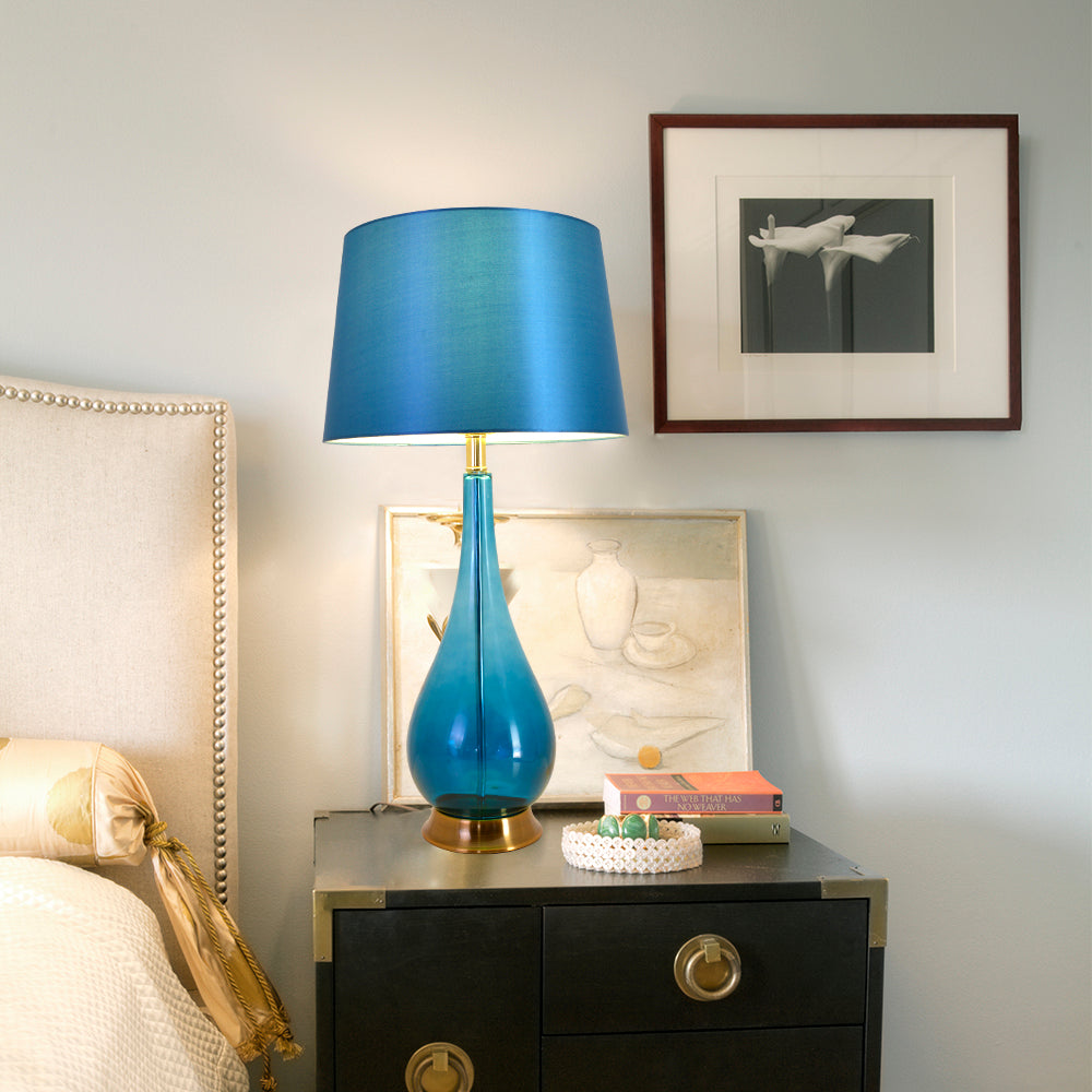 Tulip Big Translucent Ombre Glass Table Lamp 30&quot; - Blue Ombre/Blue (Set of 2) 