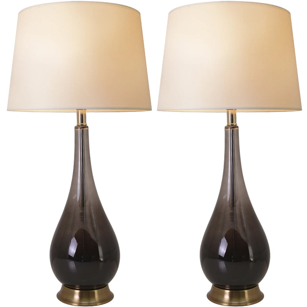 Tulip Big Translucent Ombre Glass Table Lamp 30" - Smoke Gray Ombre/Creme (Set of 2) 