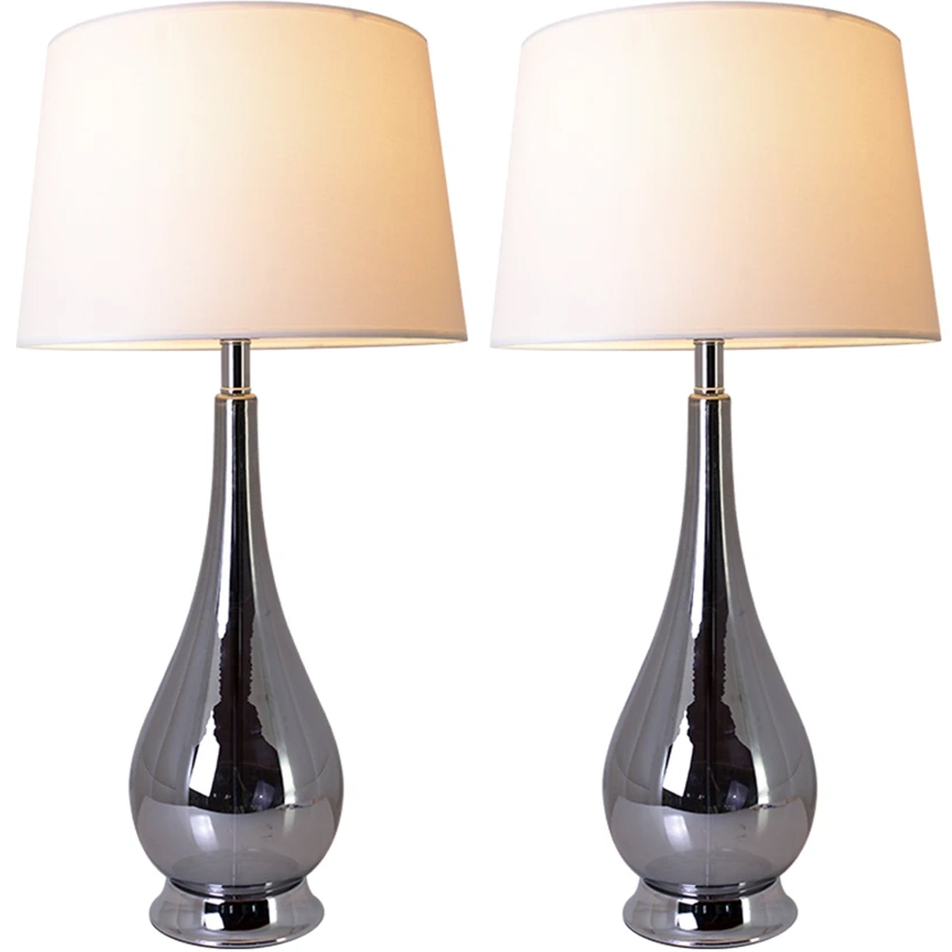 Tulip Big Translucent Ombre Glass Table Lamp 30&quot; - Chrome Ombre/White (Set of 2) 