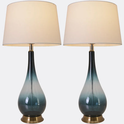 Tulip Big Translucent Ombre Glass Table Lamp 30&quot; - Forest Green Ombre/White (Set of 2) 