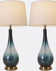 Tulip Big Translucent Ombre Glass Table Lamp 30" - Forest Green Ombre/White (Set of 2)