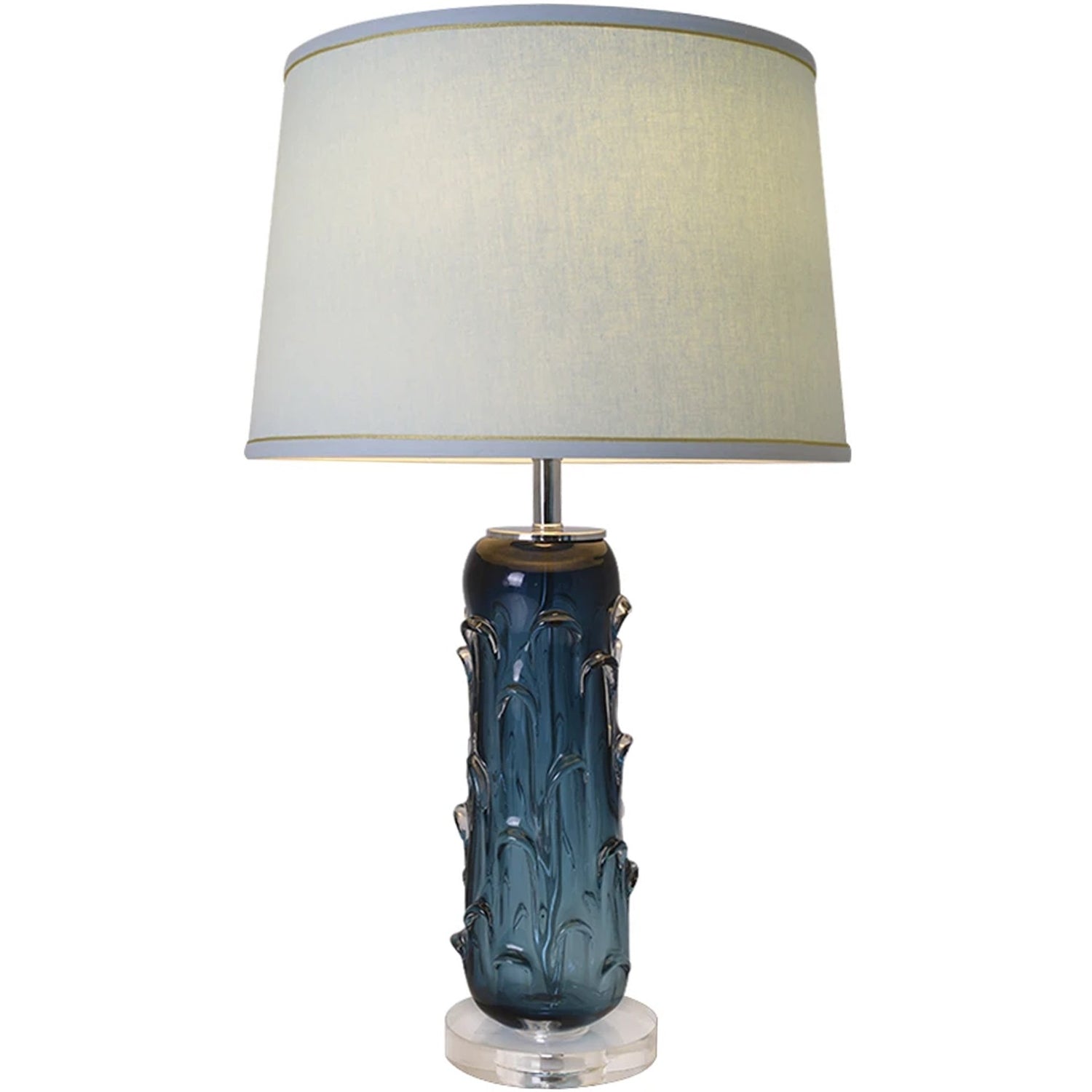 Carro Home Hyacinth Sculpted Translucent Glass Accent Table Lamp 27&quot; - Rouge Blue/Chocolate Brown 