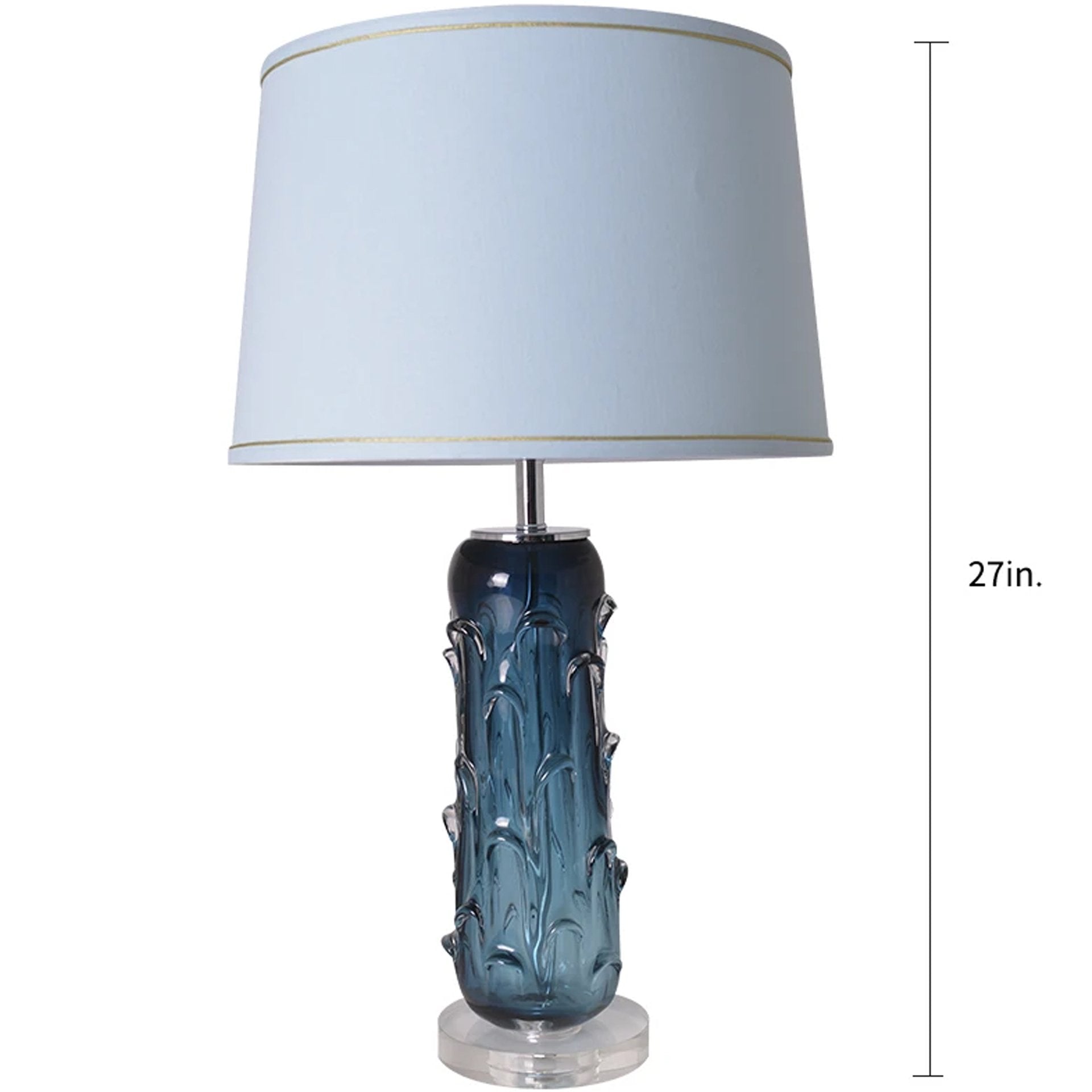 Carro Home Hyacinth Sculpted Translucent Glass Accent Table Lamp 27&quot; - Rouge Blue/Chocolate Brown