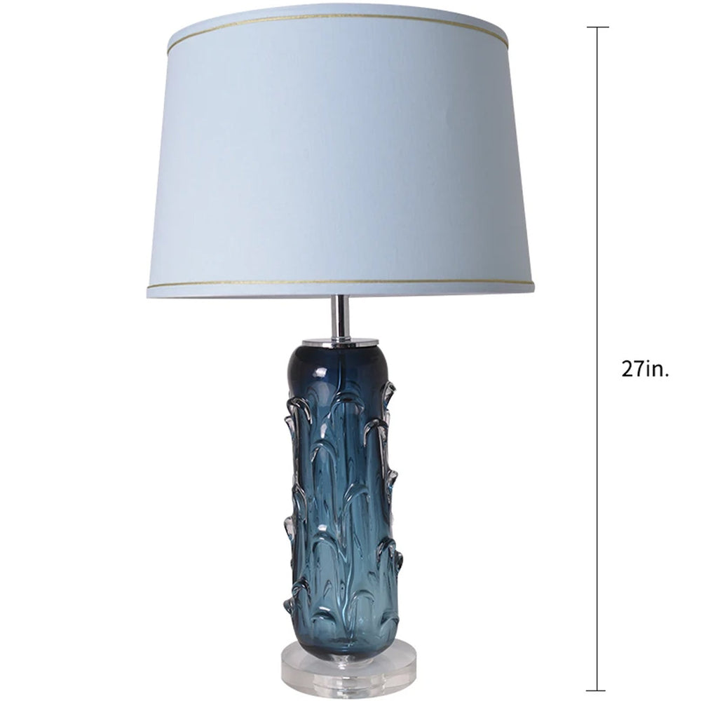 Carro Home Hyacinth Sculpted Translucent Glass Accent Table Lamp 27" - Rouge Blue/Chocolate Brown 