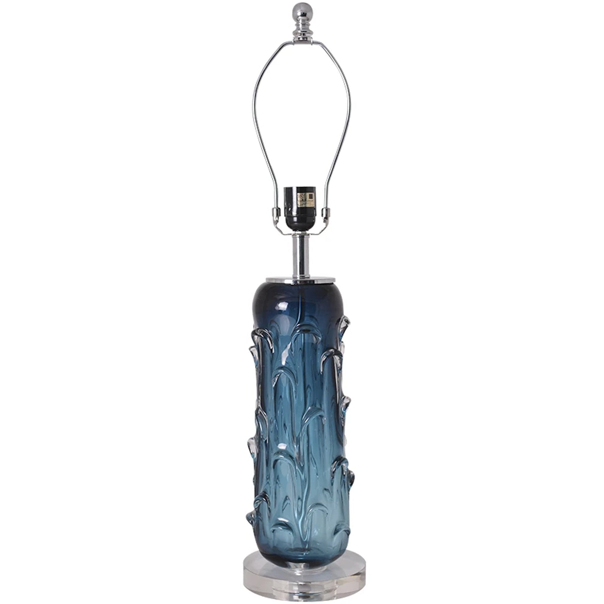 Carro Home Hyacinth Sculpted Translucent Glass Accent Table Lamp 27&quot; - Rouge Blue/Chocolate Brown