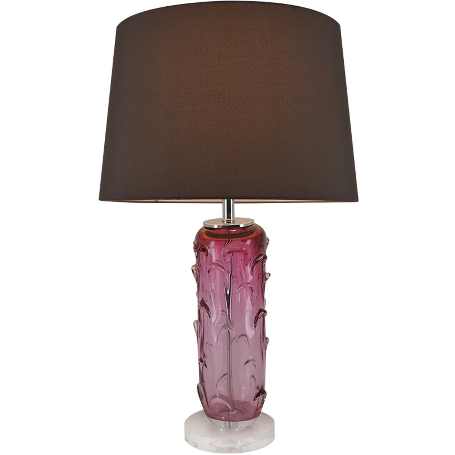Carro Home Hyacinth Sculpted Translucent Glass Accent Table Lamp 27&quot; - Rouge Pink/Chocolate Brown 