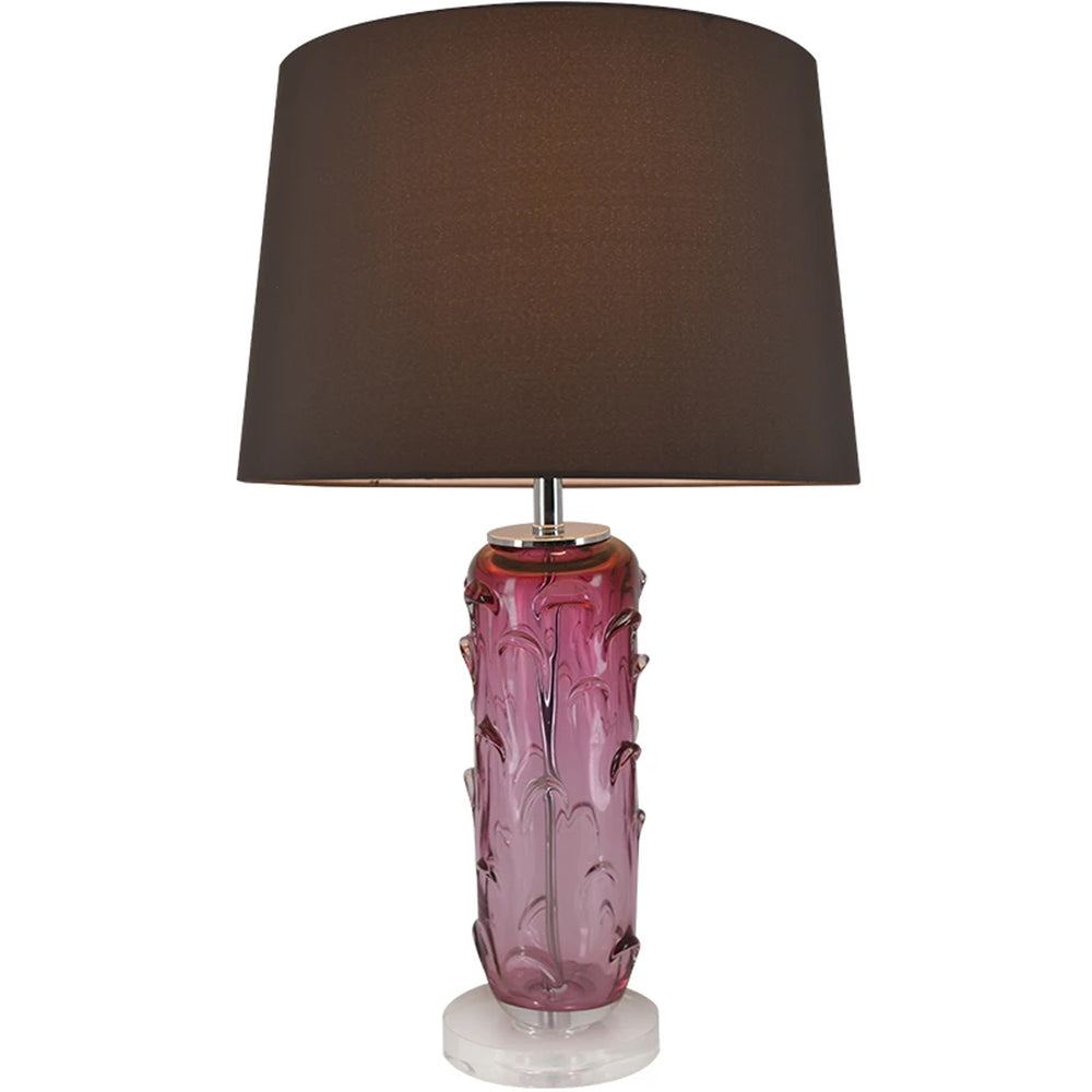 Carro Home Hyacinth Sculpted Translucent Glass Accent Table Lamp 27" - Rouge Pink/Chocolate Brown 