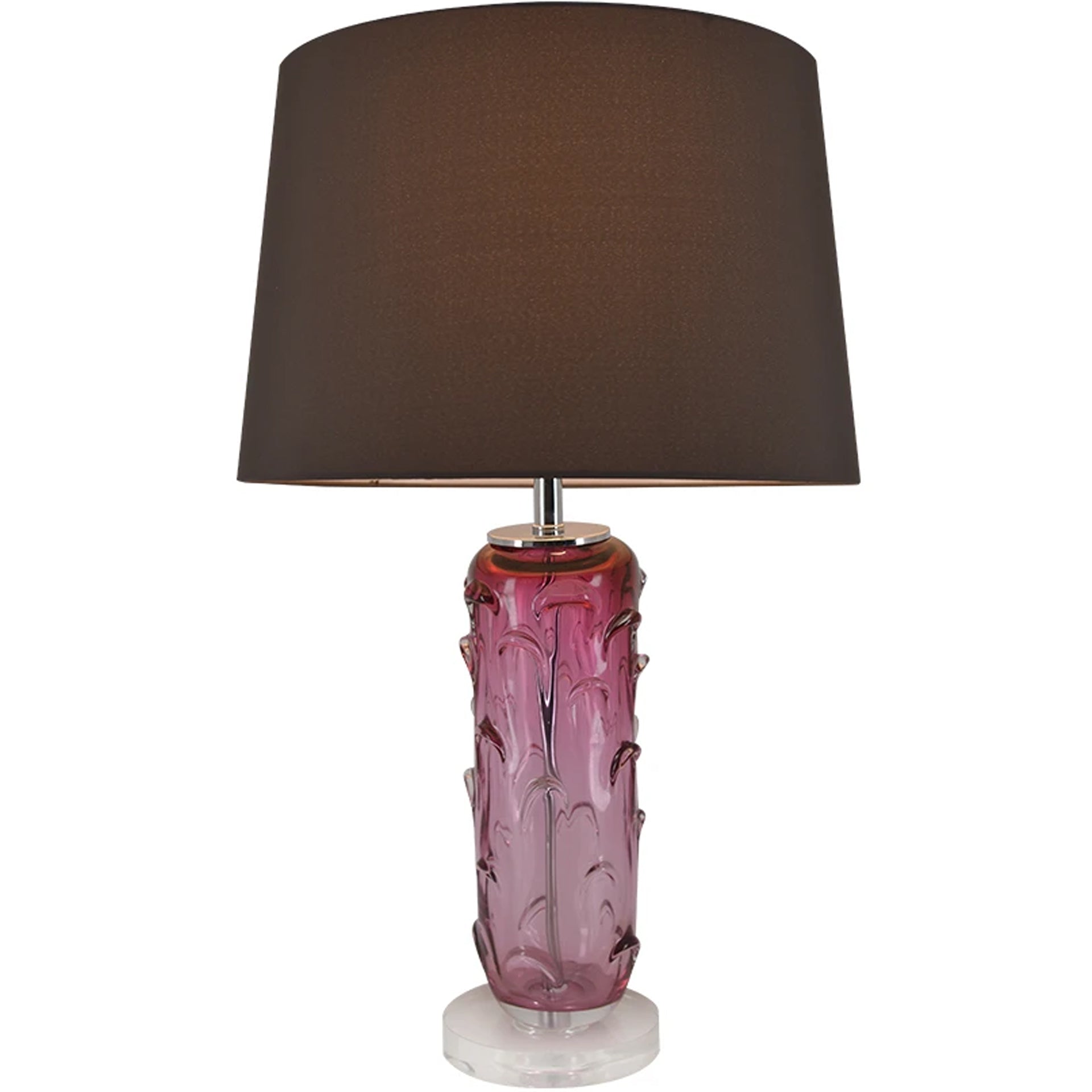 Carro Home Hyacinth Sculpted Translucent Glass Accent Table Lamp 27" - Rouge Pink/Chocolate Brown 