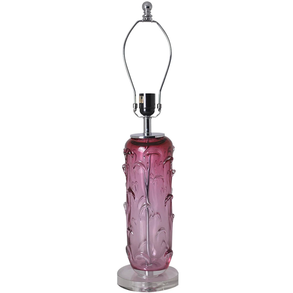 Carro Home Hyacinth Sculpted Translucent Glass Accent Table Lamp 27" - Rouge Pink/Chocolate Brown 