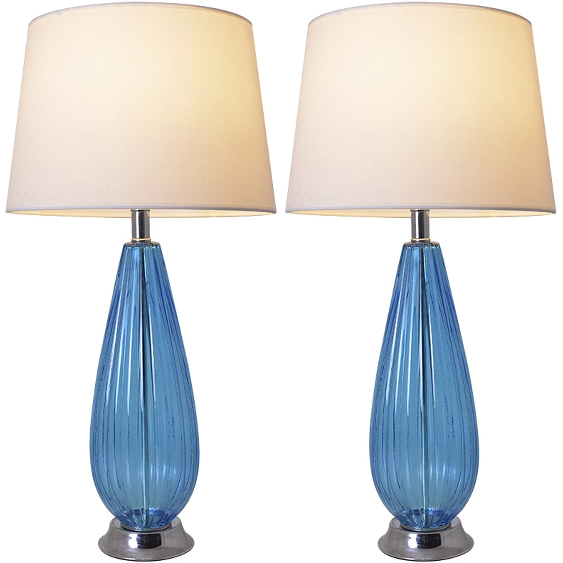 Carro Home Magnolia Translucent Glass Table Lamp 28&quot; - Sky Blue/Ivory White (Set of 2)