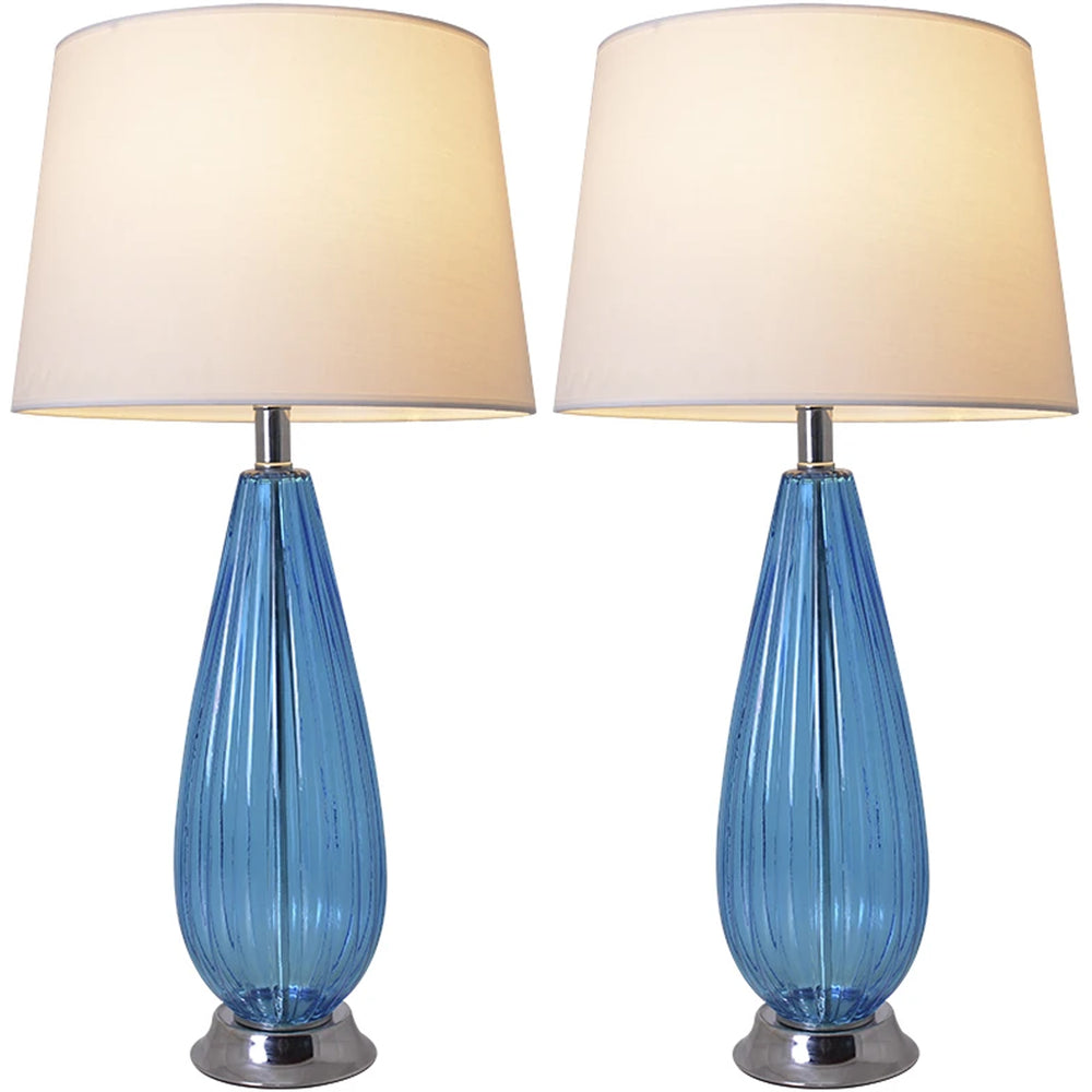 Carro Home Magnolia Translucent Glass Table Lamp 28" - Sky Blue/Ivory White (Set of 2)