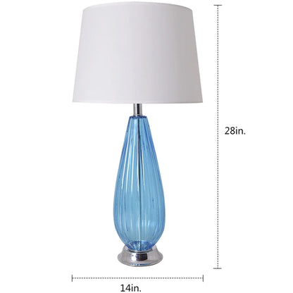 Carro Home Magnolia Translucent Glass Table Lamp 28&quot; - Sky Blue/Ivory White (Set of 2)