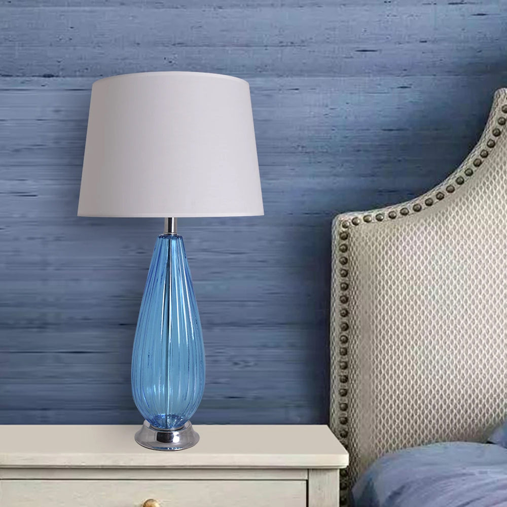 Carro Home Magnolia Translucent Glass Table Lamp 28" - Sky Blue/Ivory White (Set of 2)