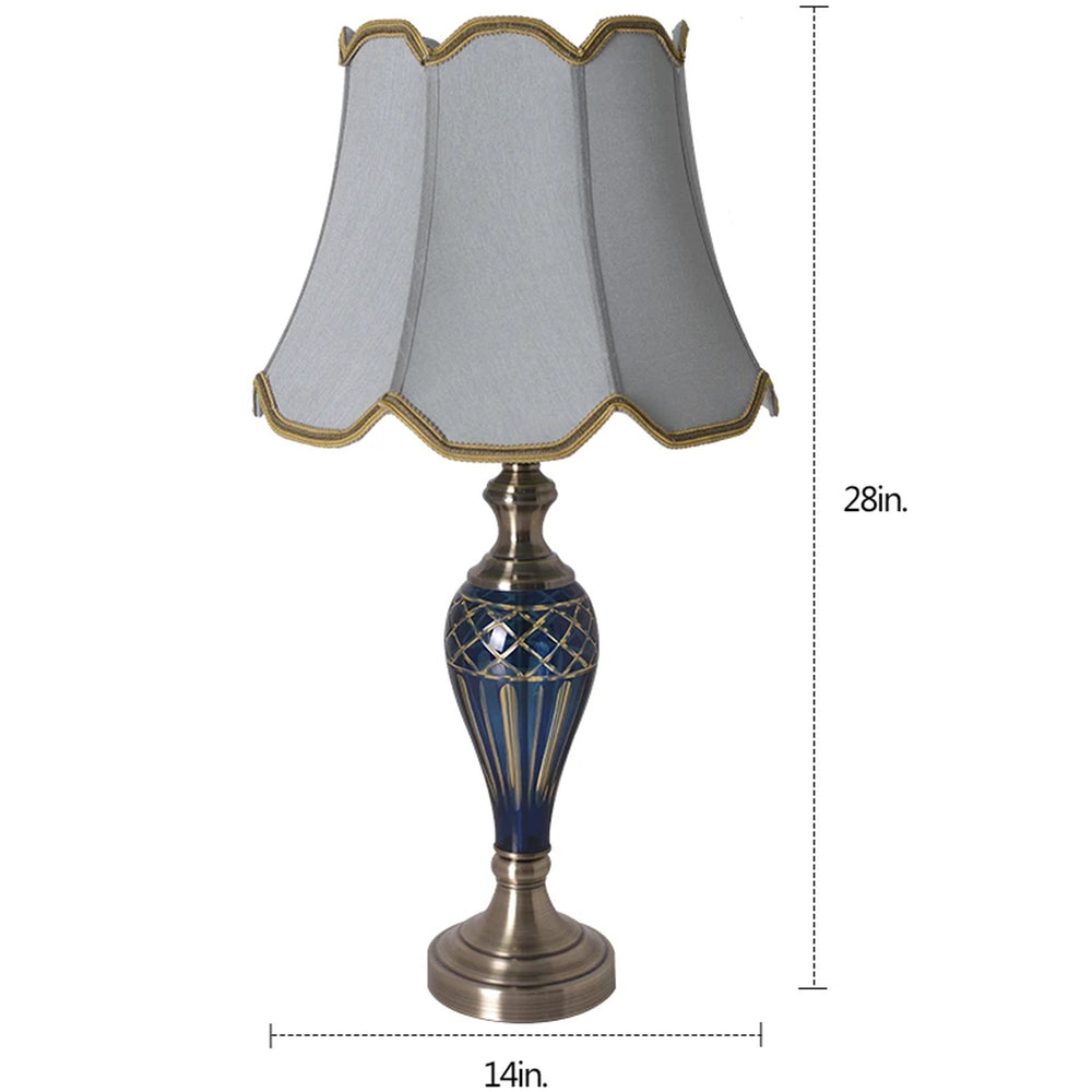 Carro Home Petunia Art Deco Fluted Glass Table Lamp 28" - Emerald Blue/Light Green (Set of 2) 