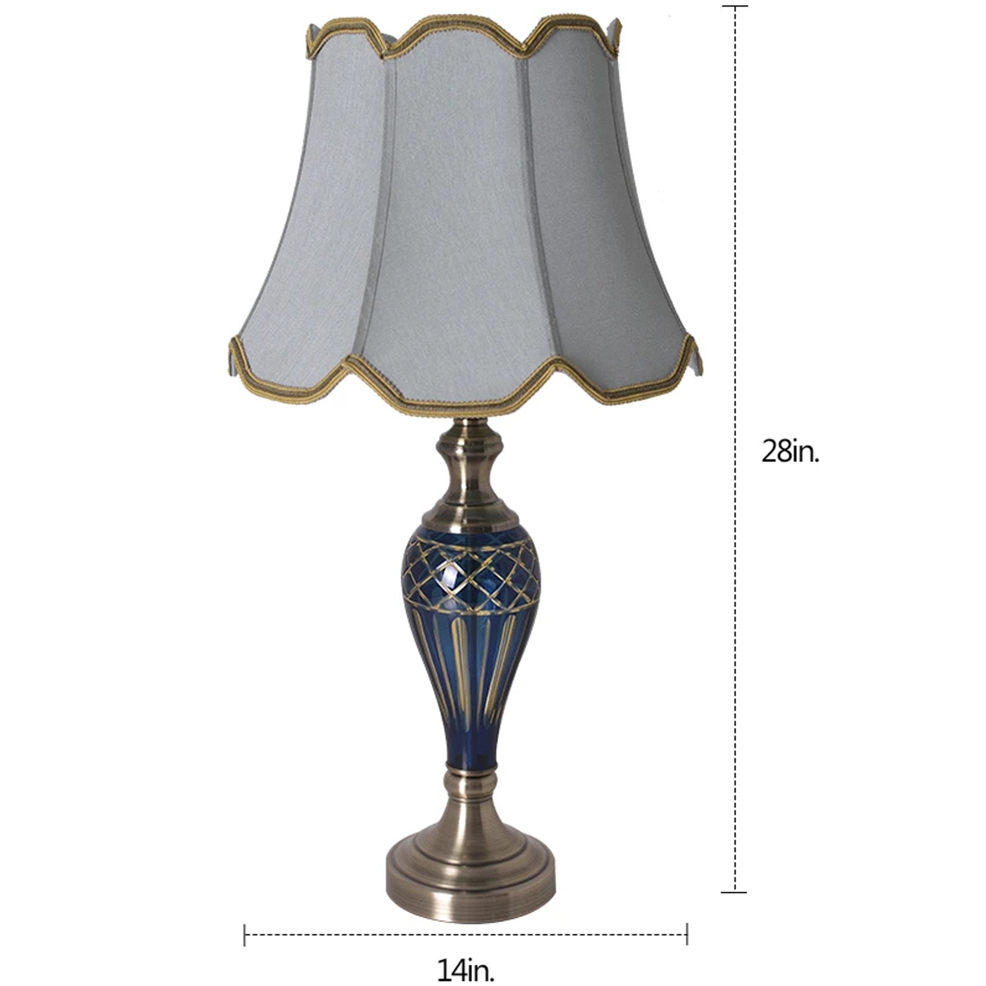 Carro Home Petunia Art Deco Fluted Glass Table Lamp 28" - Emerald Blue/Light Green 