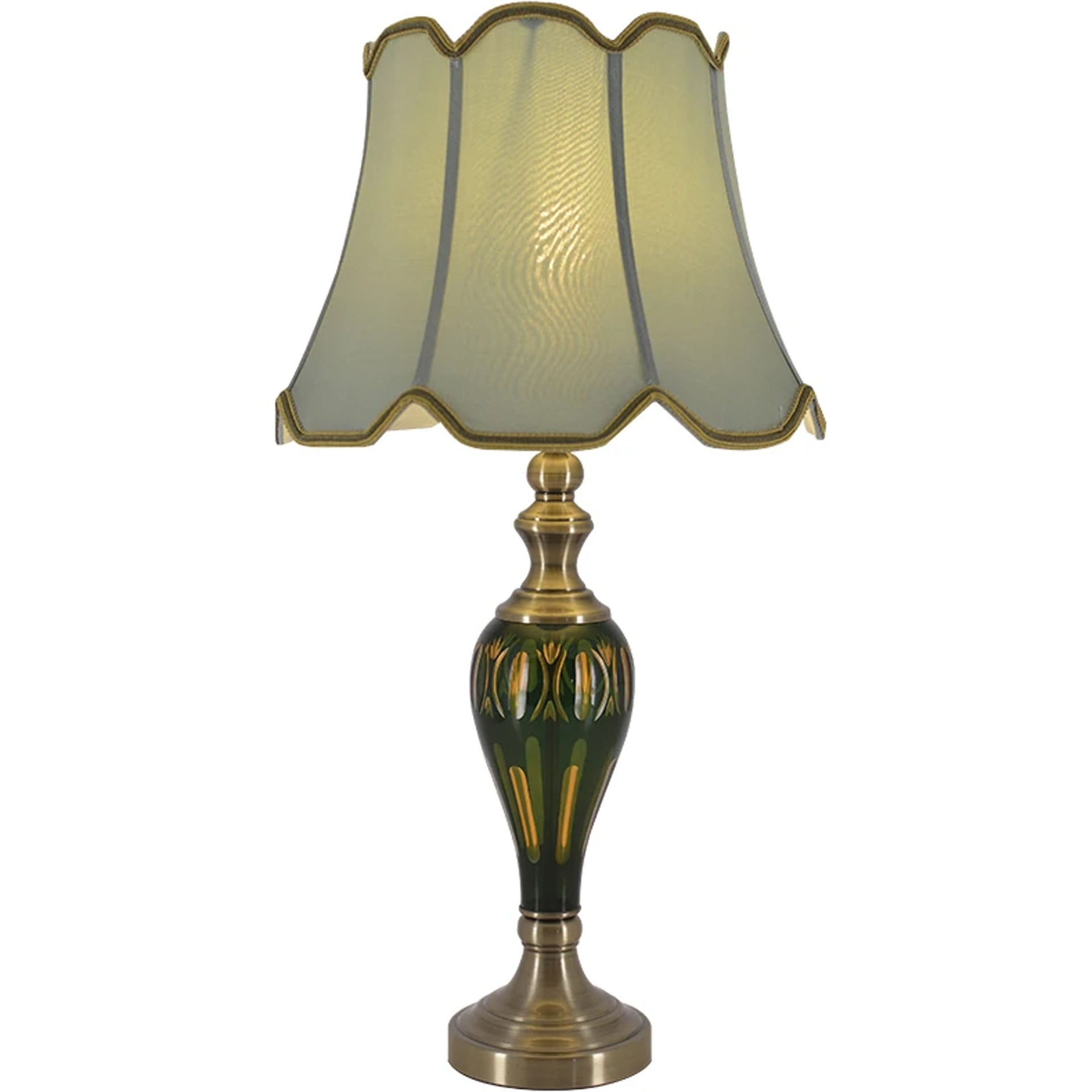 Carro Home Petunia Art Deco Fluted Glass Table Lamp 28&quot; - Emerald Green/Light Green
