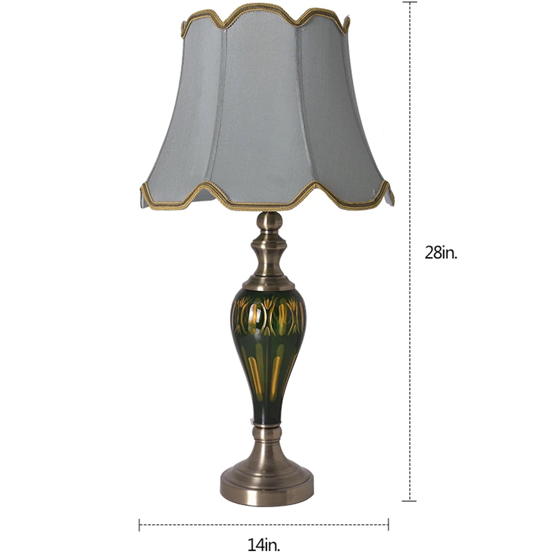 Carro Home Petunia Art Deco Fluted Glass Table Lamp 28" - Emerald Green/Light Green 