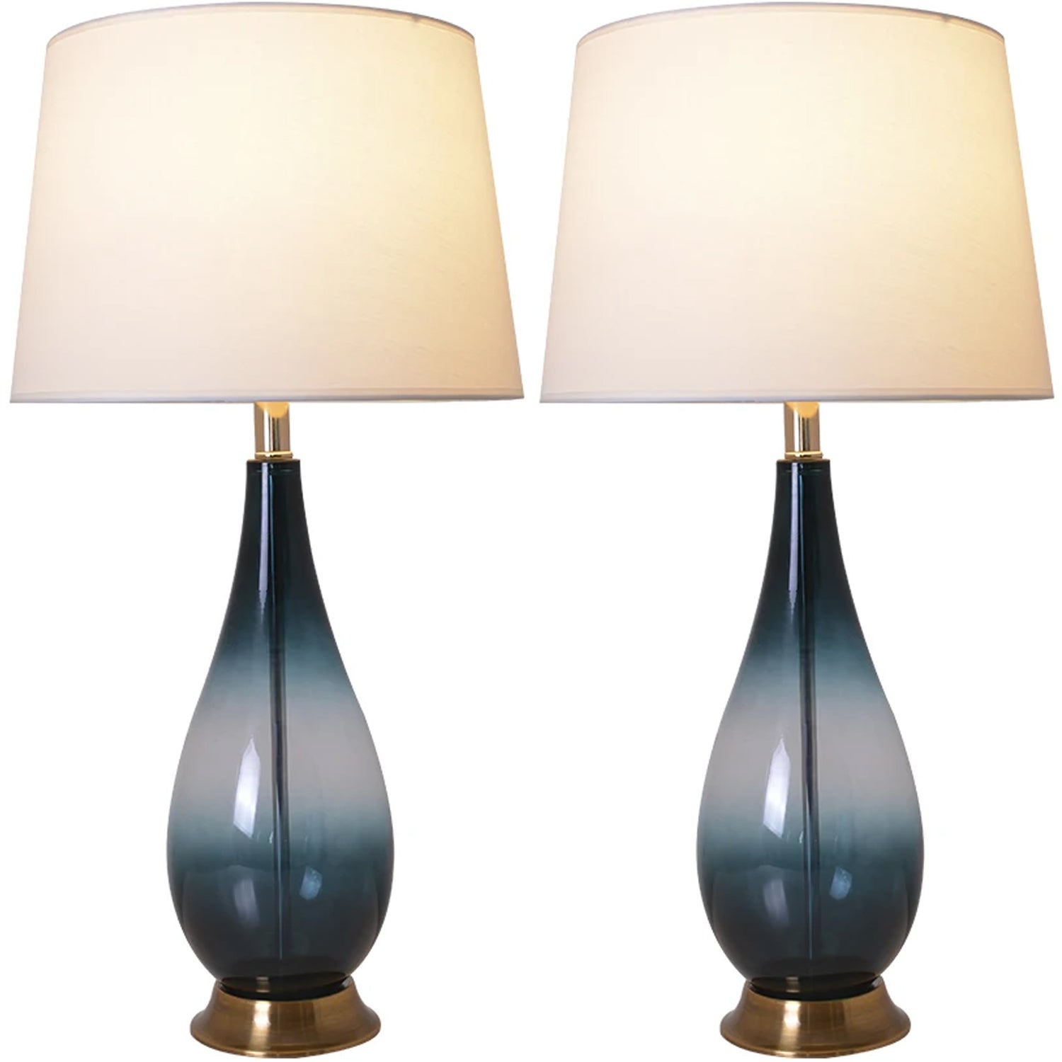 Carro Home Tulip Ombre Droplet Glass Table Lamp 28&quot; - Deep Green Ombre/White (Set of 2)
