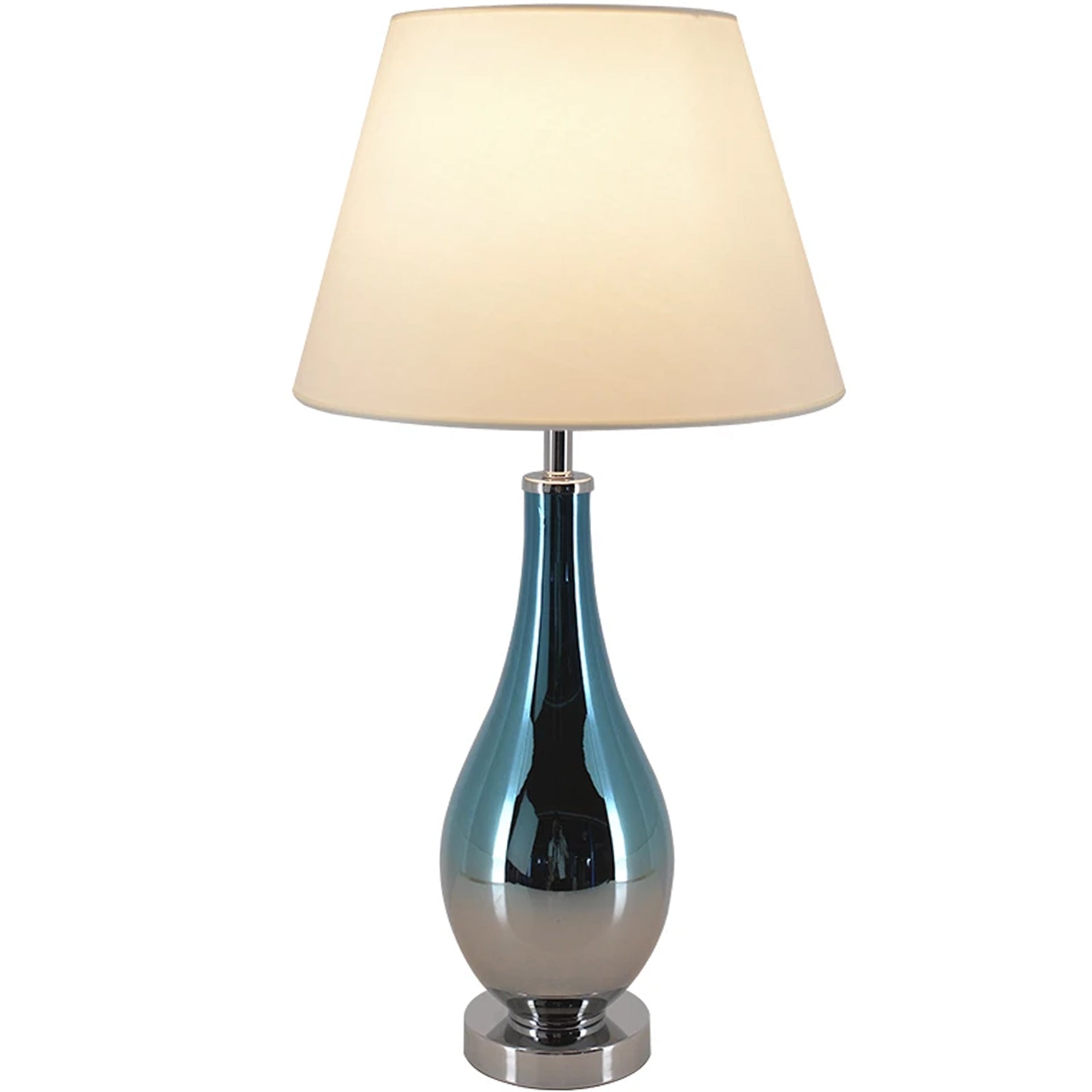 Carro Home Tulip Ombre Droplet Glass Table Lamo 28" - Blue Chrome Ombre/Creme 