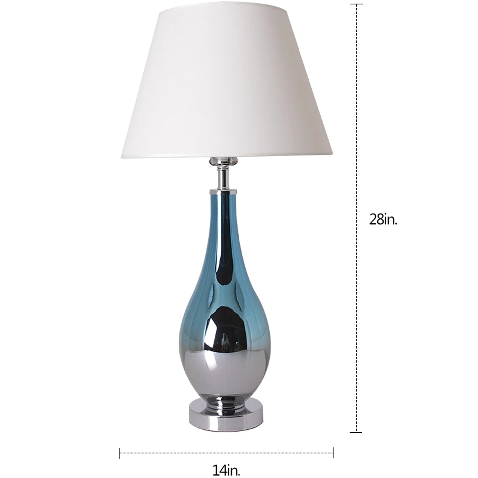 Carro Home Tulip Ombre Droplet Glass Table Lamo 28" - Blue Chrome Ombre/Creme 