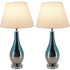 Carro Home Tulip Ombre Droplet Glass Table Lamp 28" - Blue Chrome Ombre/Creme (Set of 2) 