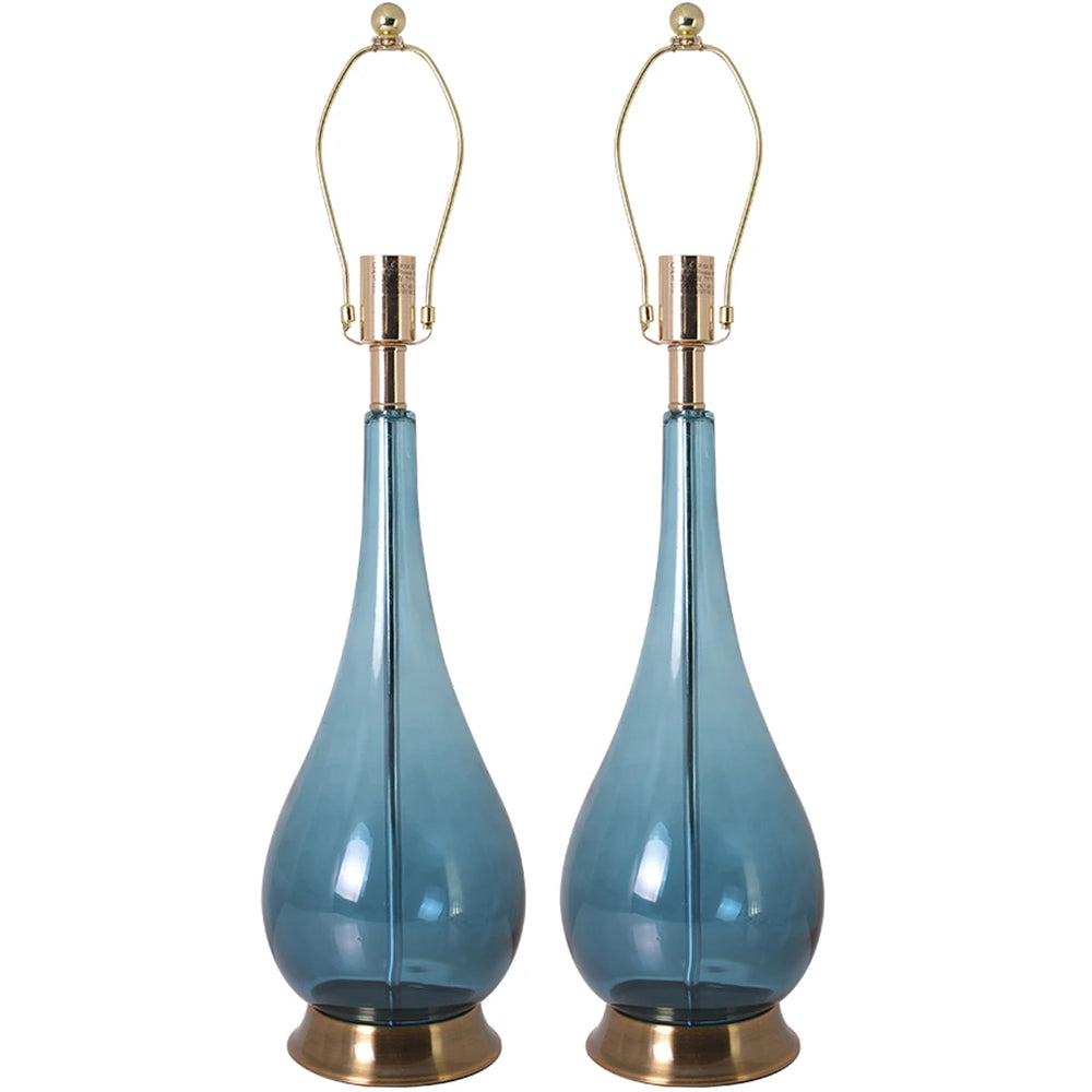 Carro Home Tulip Big Translucent Ombre Glass Table Lamp 30" - Blue Ombre/Blue (Set of 2) 