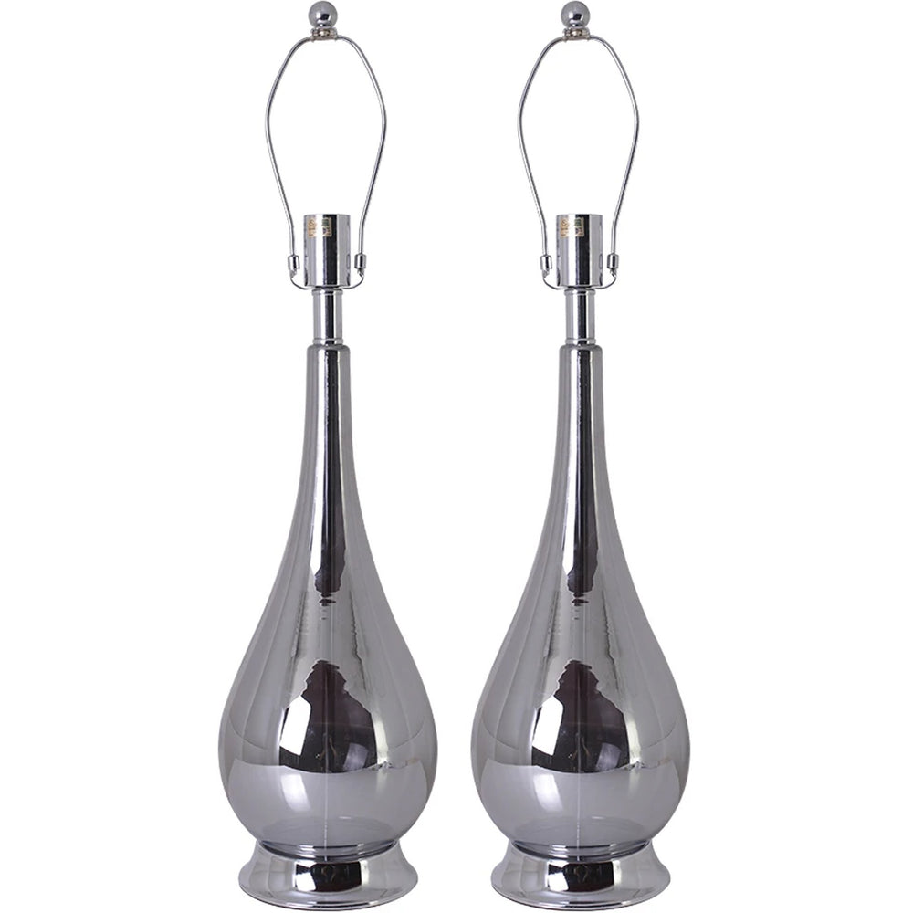 Tulip Big Translucent Ombre Glass Table Lamp 30" - Chrome Ombre/White (Set of 2) 